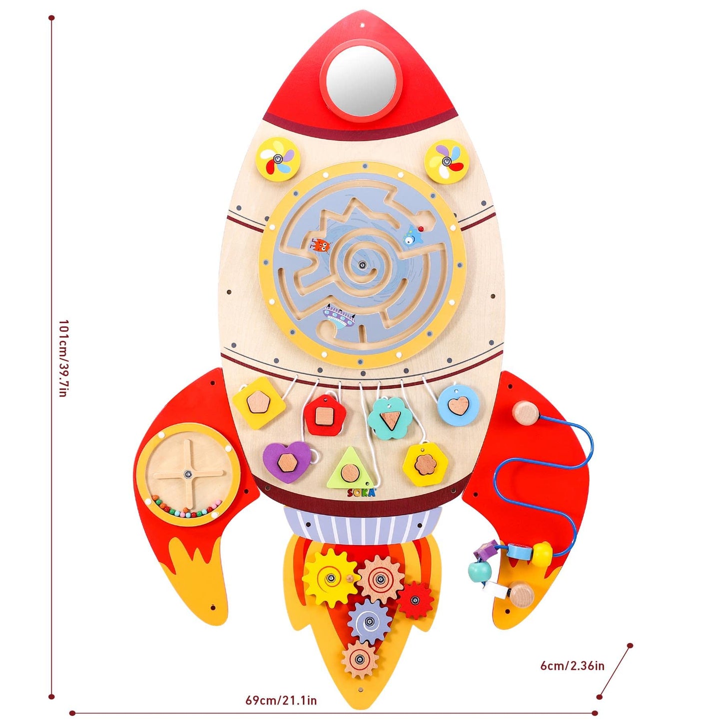 SOKA Wall Element Rocket Activity Wooden Board Fun Space Adventure Multi-Interactive