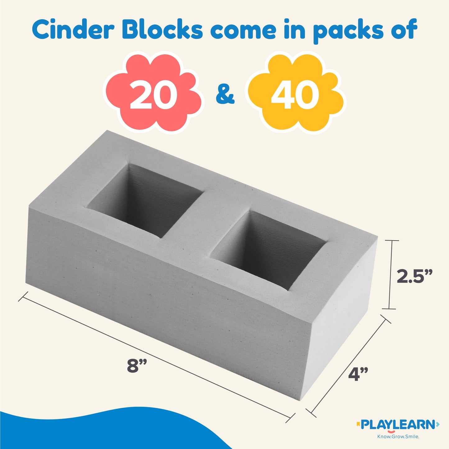 Playlearn Life Size Foam Breeze Block/Brick Construction Building Blocks Toy Role Play