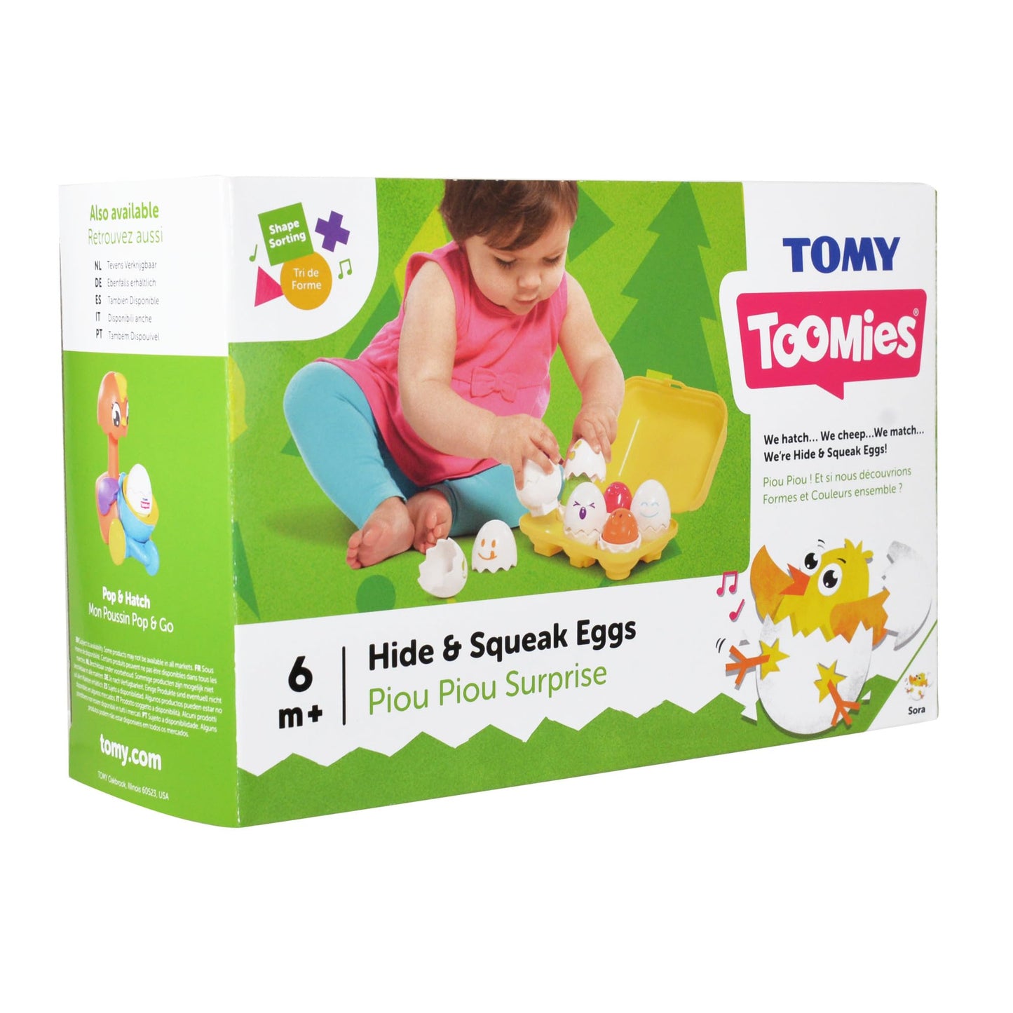 Toomies Hide and Squeak Eggs, Educational Shape Sorter Baby, Toddler and Kids Toy, Suitable for 6 Months and 1, 2, 3 Years Old Boys and Girls, Various, 8.25 x 3.25 x 5.75 inches