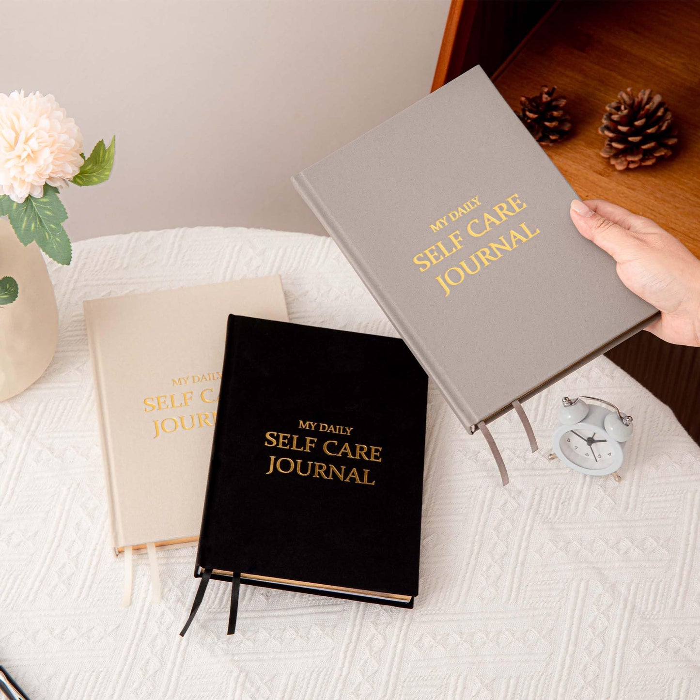 Self-Care Journal Book, Gratitude Journal, Happiness A5 Notebook Fabric Book Planner, A Daily Diary for Women with Guided Self Reflection Prompts