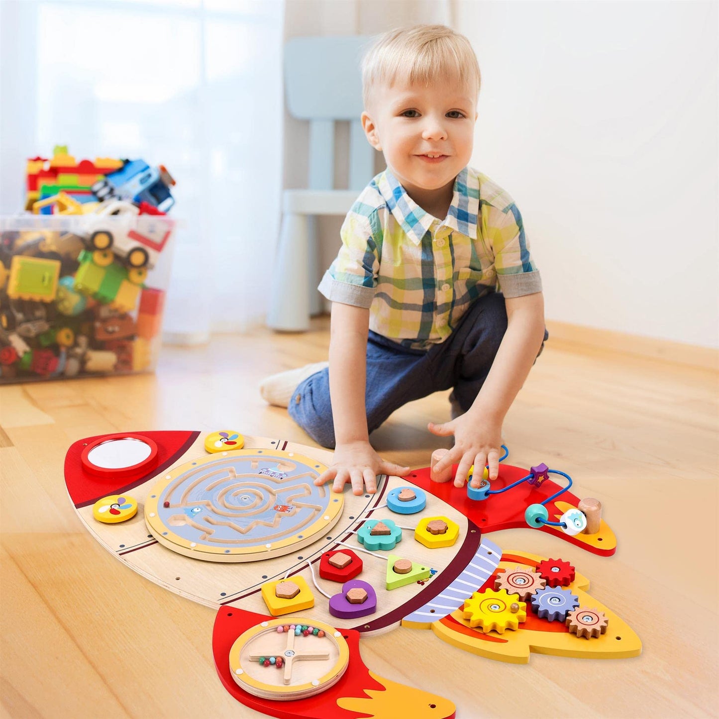 SOKA Wall Element Rocket Activity Wooden Board Fun Space Adventure Multi-Interactive