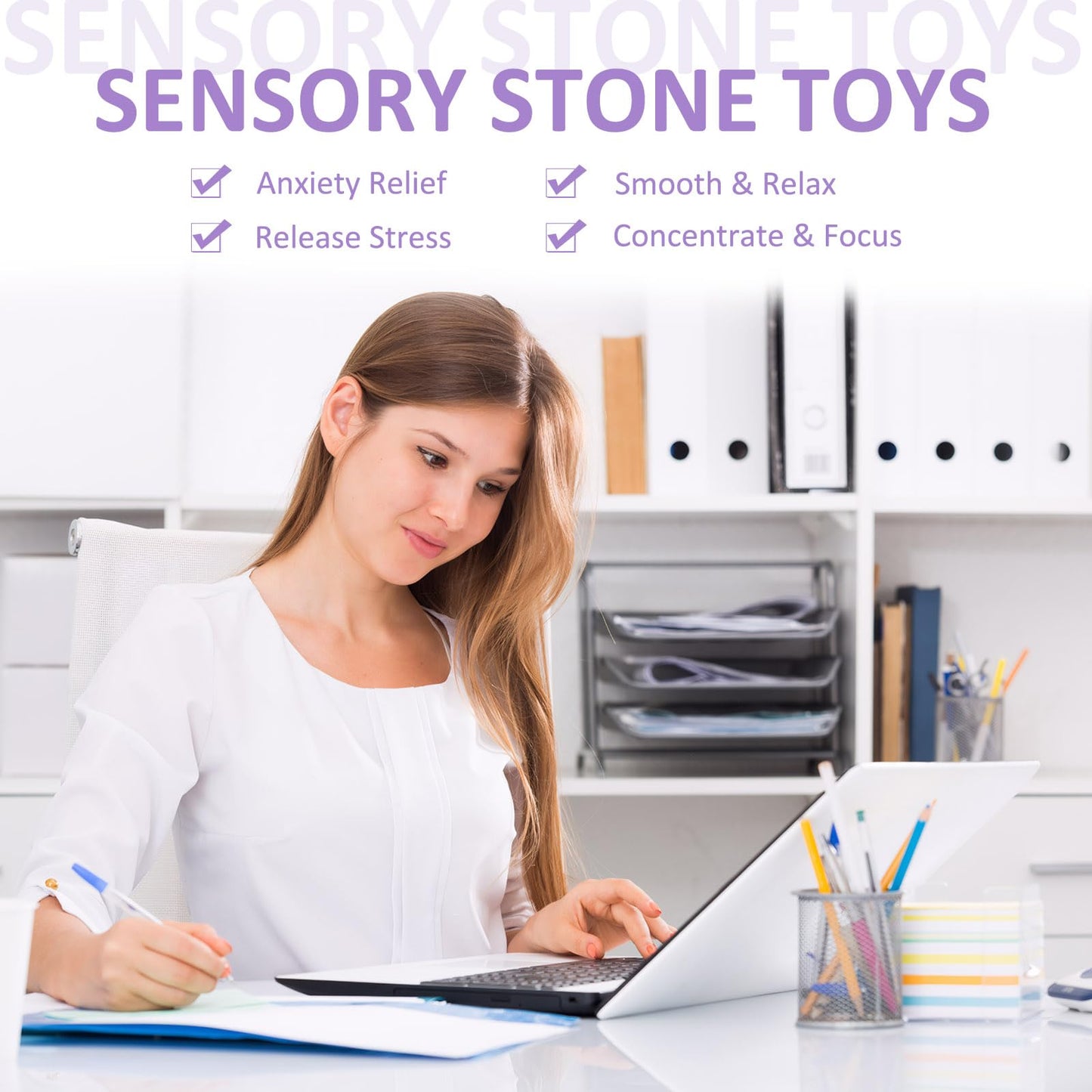 6 Pcs Sensory Stones,Portable Anger Management Toys,Anxiety Relief for Kids & Adults