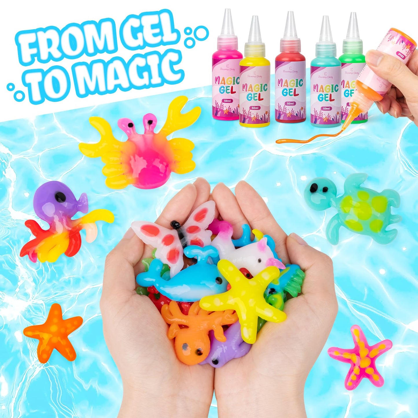 Eleanore's Diary Aqua Fairy Water Gel Kit, Magic Water Elf Toys for Kids, Creative Squishy Maker Toy