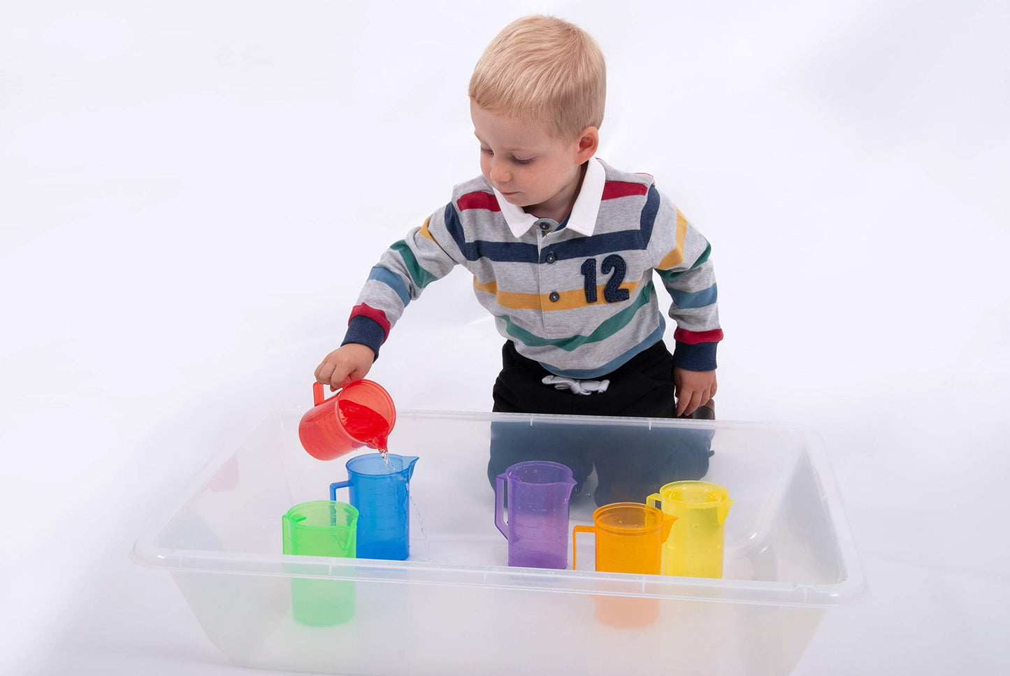 TickiT 6 Piece Translucent Colour Jug Set , Sand, Water Messy Play Cups , Educational Toys