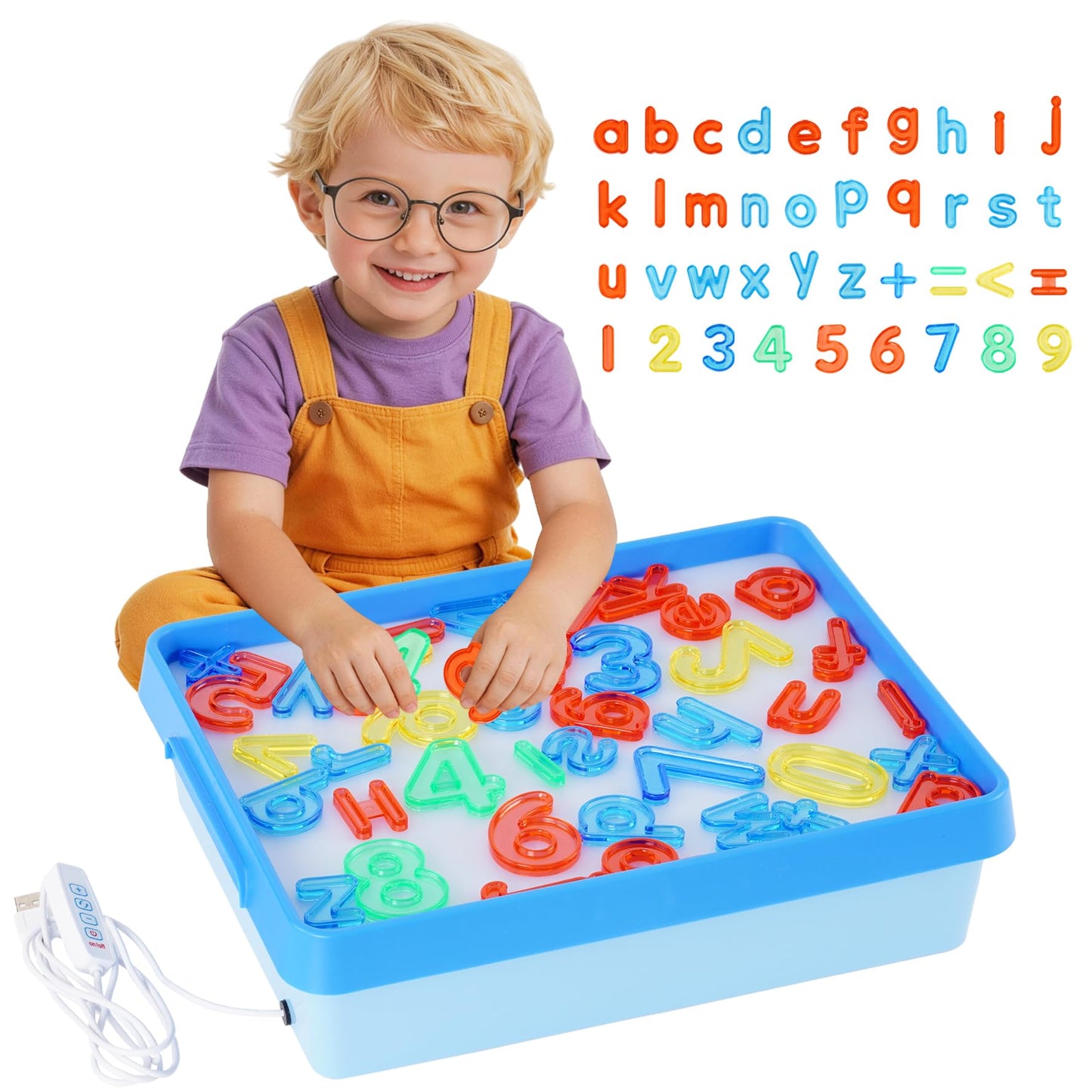 Yosamy Sensory Light Toys for Autism,LED Sensory Table with Manipulatives