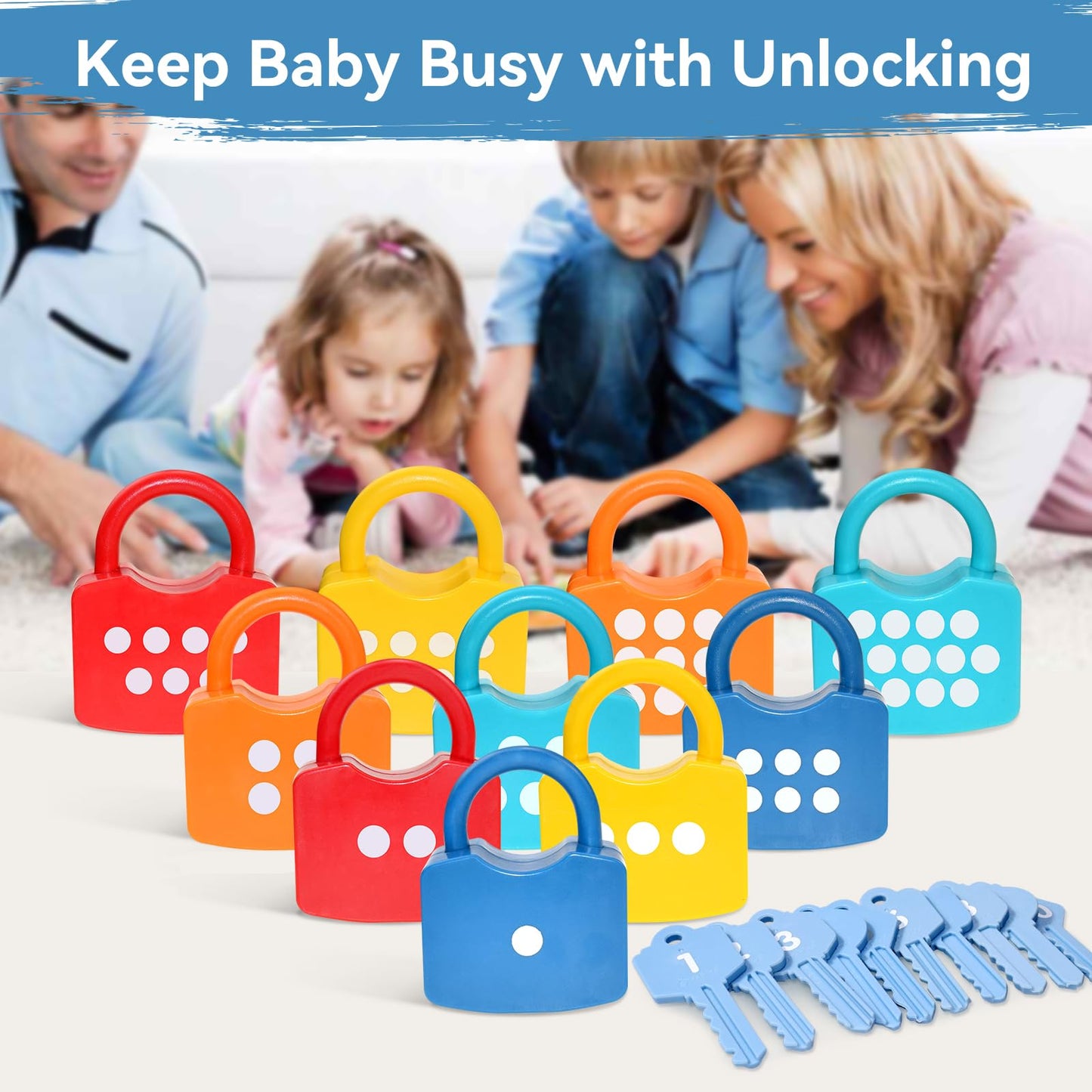 ZIB 20PCS Lock and Key Toy, Matching and Counting Number Toys for Boys and Girls, Montessori Toddlers