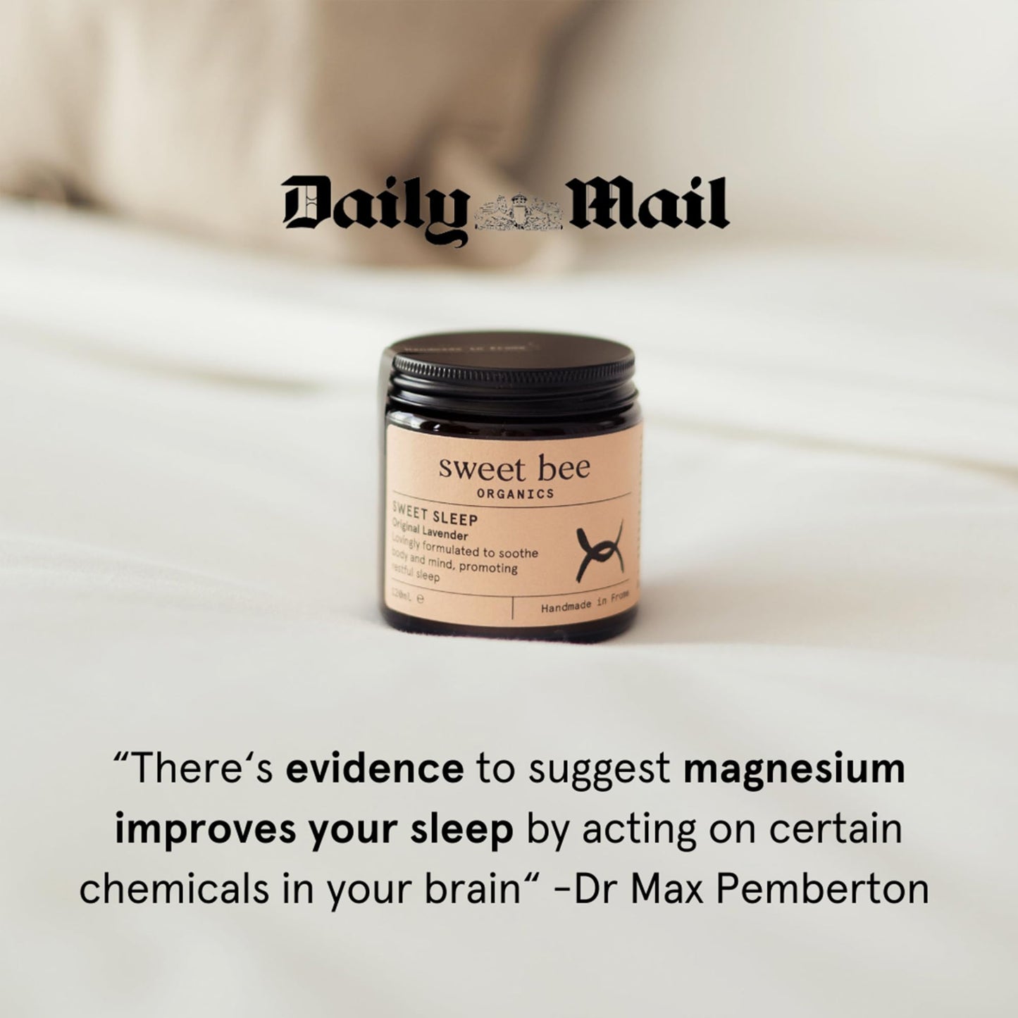 Sweet Bee Organics Magnesium Butter for Sleep - Relaxing Magnesium Cream for Restless Legs - Sweet Sleep Magnesium Butter to Soothe Body & Mind - Magnesium Body Butter for Better Sleep & Well Being