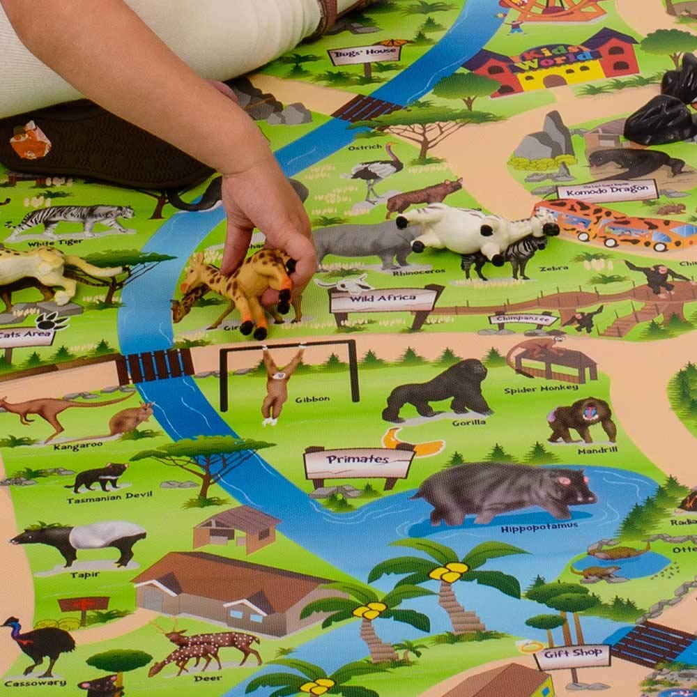 EDUK8 Worldwide Limited Children's Padded Play Mat - Wipe Clean & Water Resistant for Use Indoors & Outdoors, 120 x 100 cm, Great for Education & Play (120 x 200 cm, Zoo)
