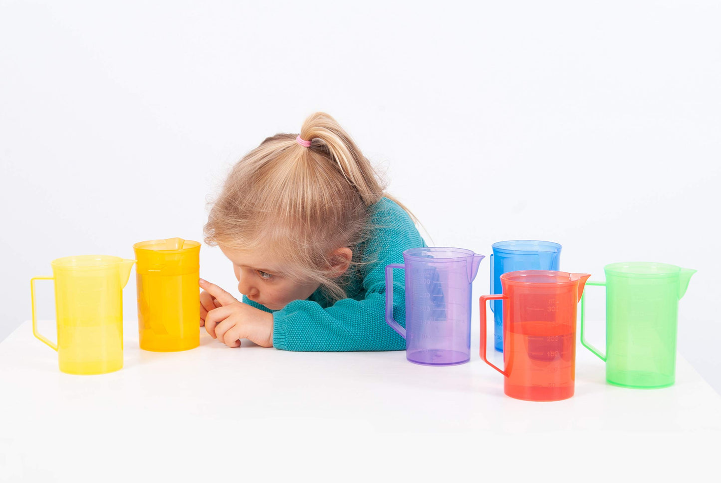 TickiT 6 Piece Translucent Colour Jug Set , Sand, Water Messy Play Cups , Educational Toys