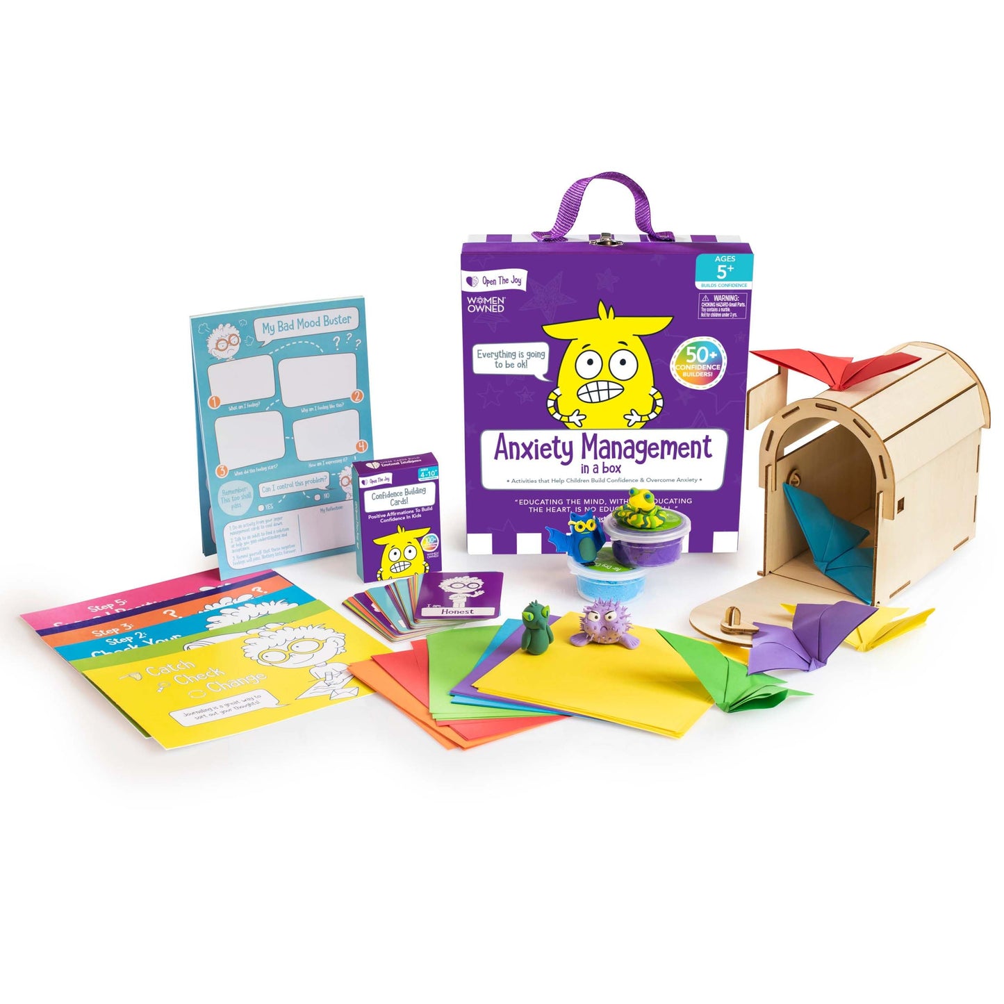 Colourful Anxiety Management Box for Kids - Educational Flashcards for Learning About Anger and Anxiety - Kids Games Featuring Worry Monster for Helping Your Child with Fears and Worries - Ages 4+