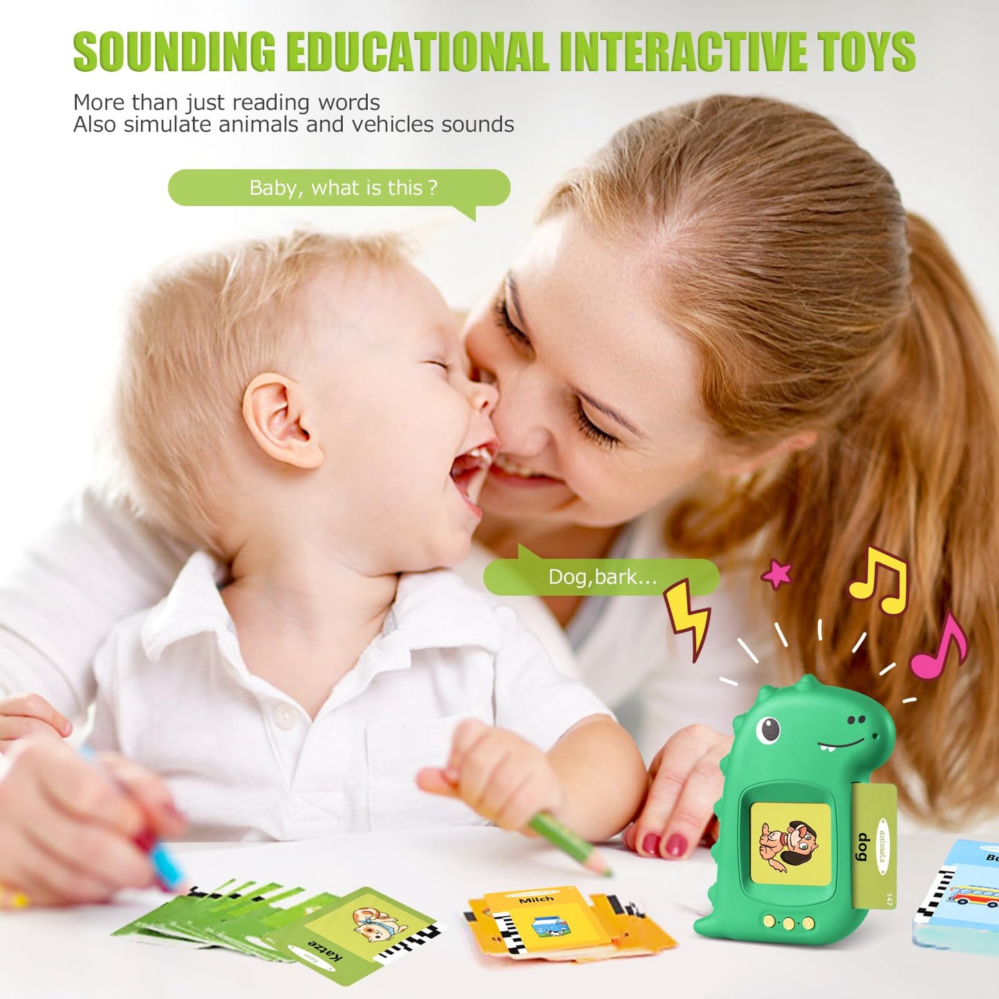 Talking Flash Cards for Toddler Toys for 2 3 4 5 6 Year Old Baby Boys Preschool Learning Resources