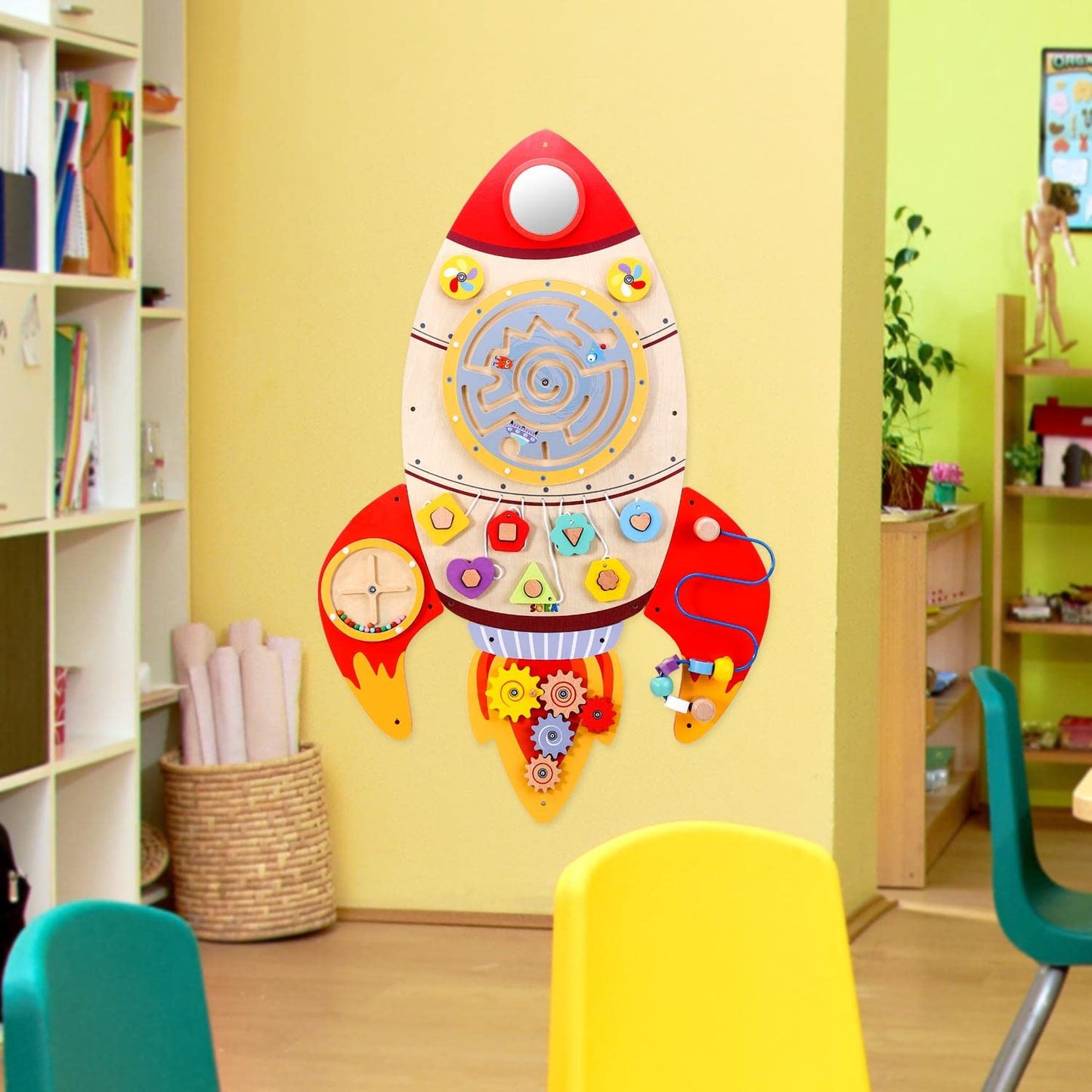 SOKA Wall Element Rocket Activity Wooden Board Fun Space Adventure Multi-Interactive