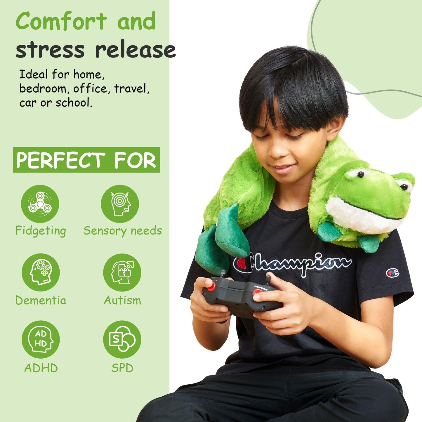 Sentire-Sensory UK – Freddie The Frog 2lb Weighted Shoulder Wrap/Lap Pad – For Children With Autism & Anxiety (1kg)