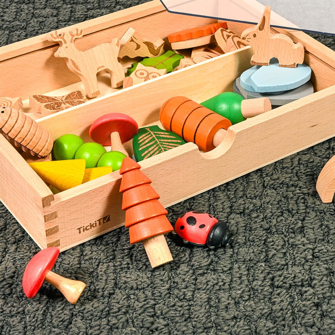 tickit 73552 Woodland Trail Set - Pretend Play - Woodland figures - Small World Play - Wooden Toys, Wood