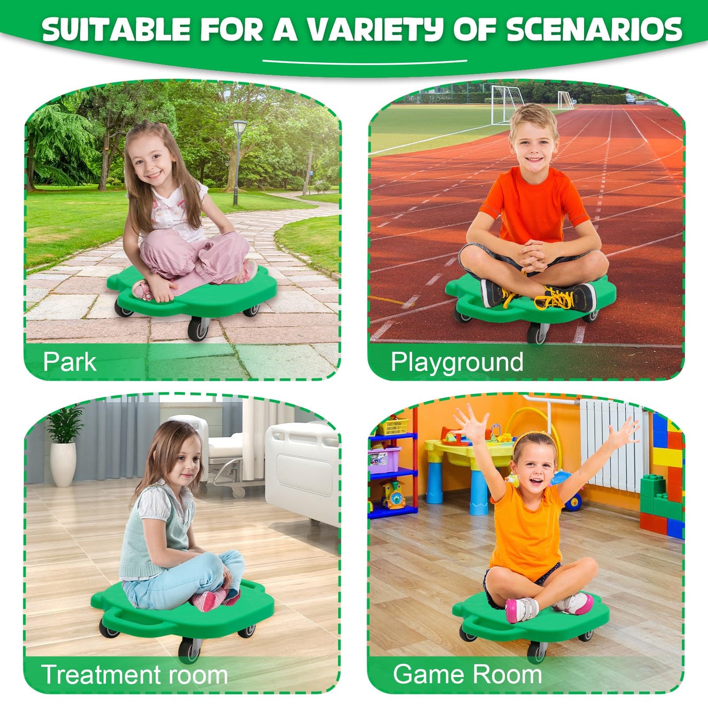 Kids Sitting Scooter Board with Handle, Sensory Scooter for Gym Play,for 3+