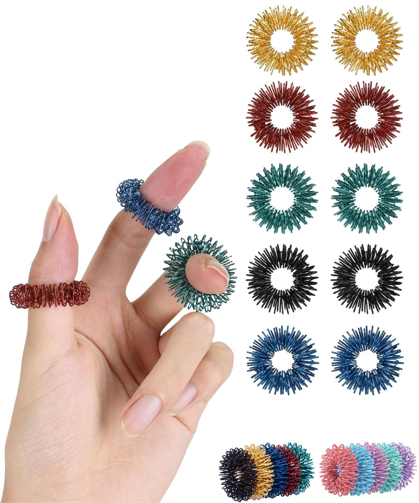 Mr. Pen- Spiky Sensory Rings, 10 Pack, Stress Relief Fidget Sensory Toys, Fidget Rings, Fidget Ring for Anxiety, Stress Relief Rings