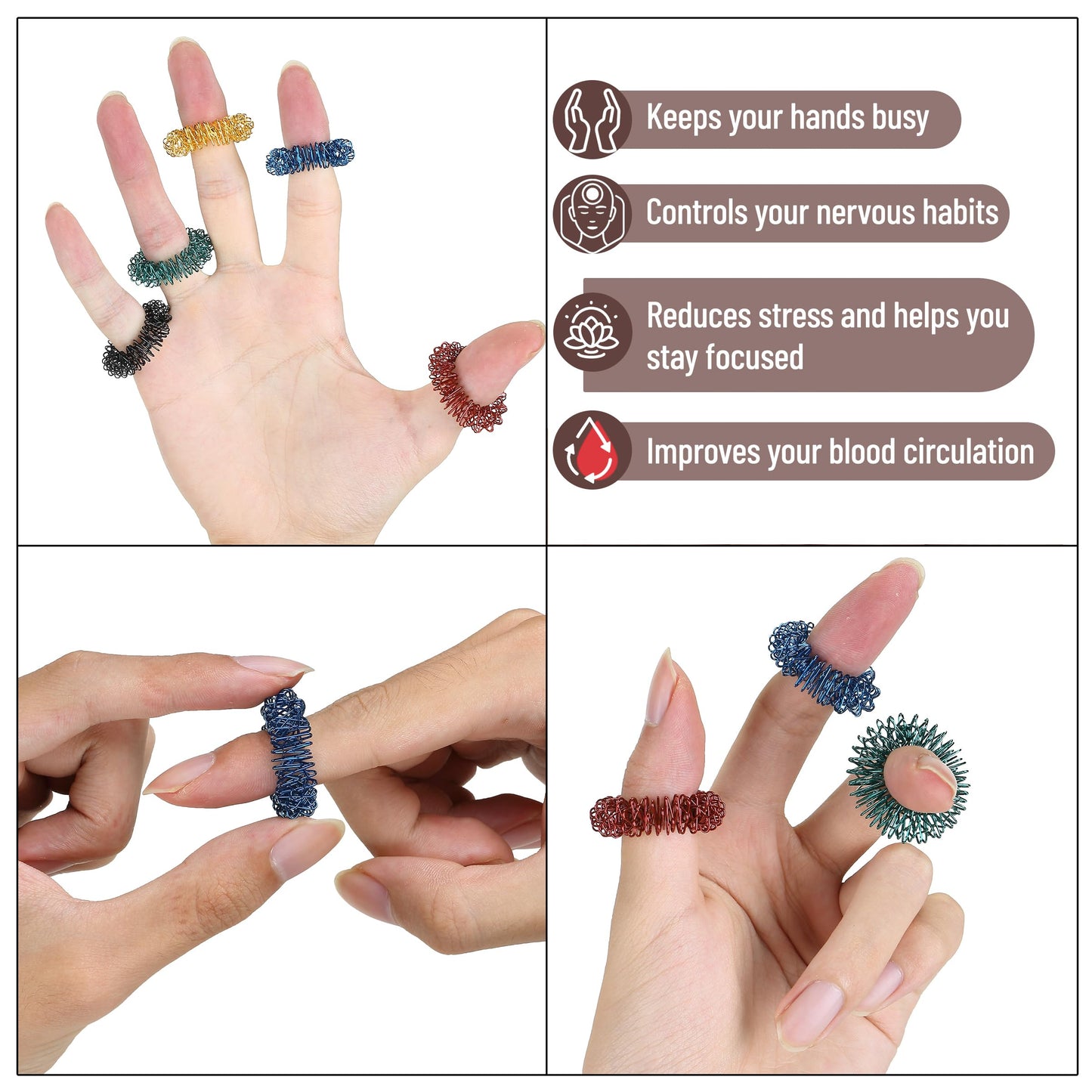 Mr. Pen- Spiky Sensory Rings, 10 Pack, Stress Relief Fidget Sensory Toys, Fidget Rings, Fidget Ring for Anxiety, Stress Relief Rings