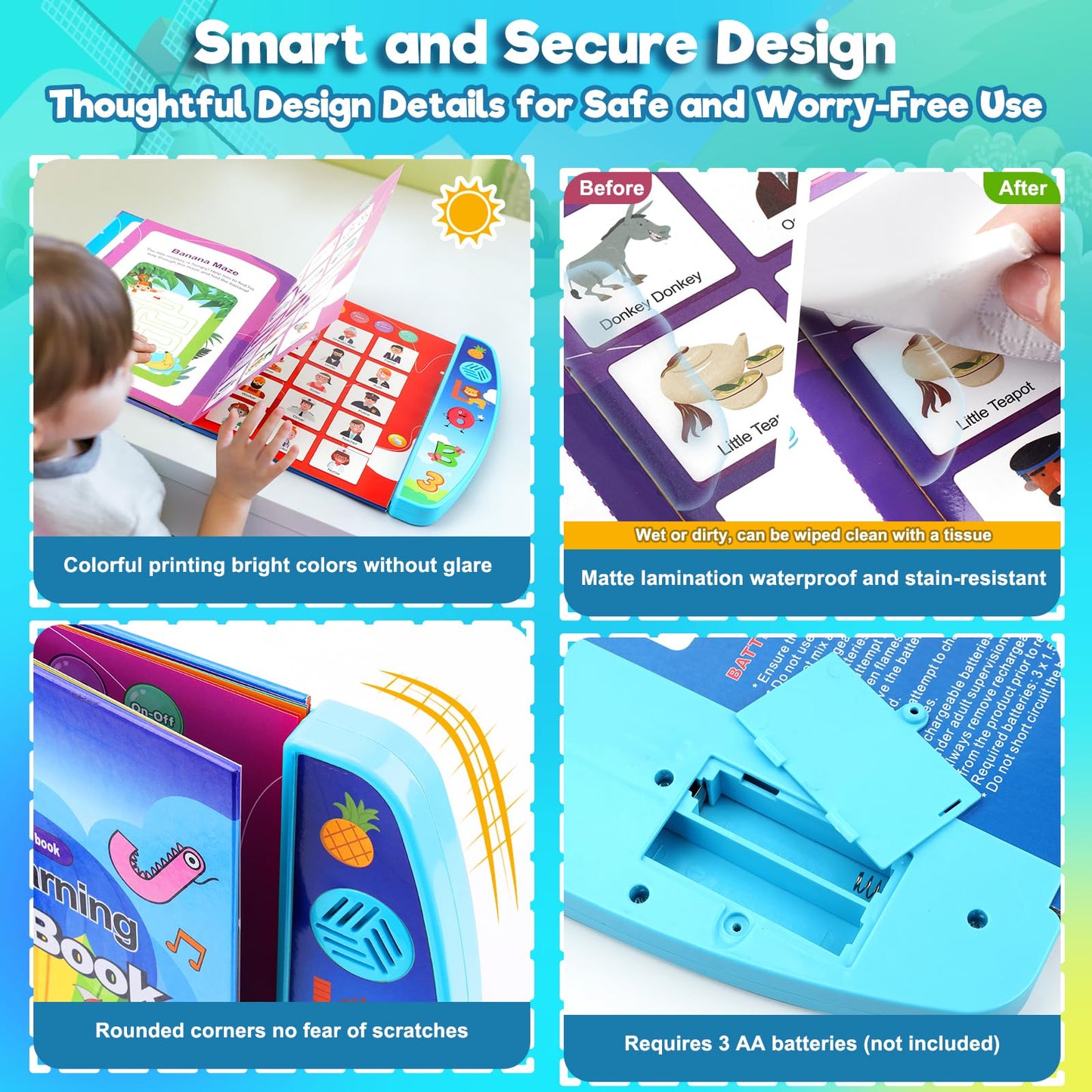 Toddler Toys for 2 3 4 5 Year Old Boys: Interactive Sensory Learning Busy Book with Sounds