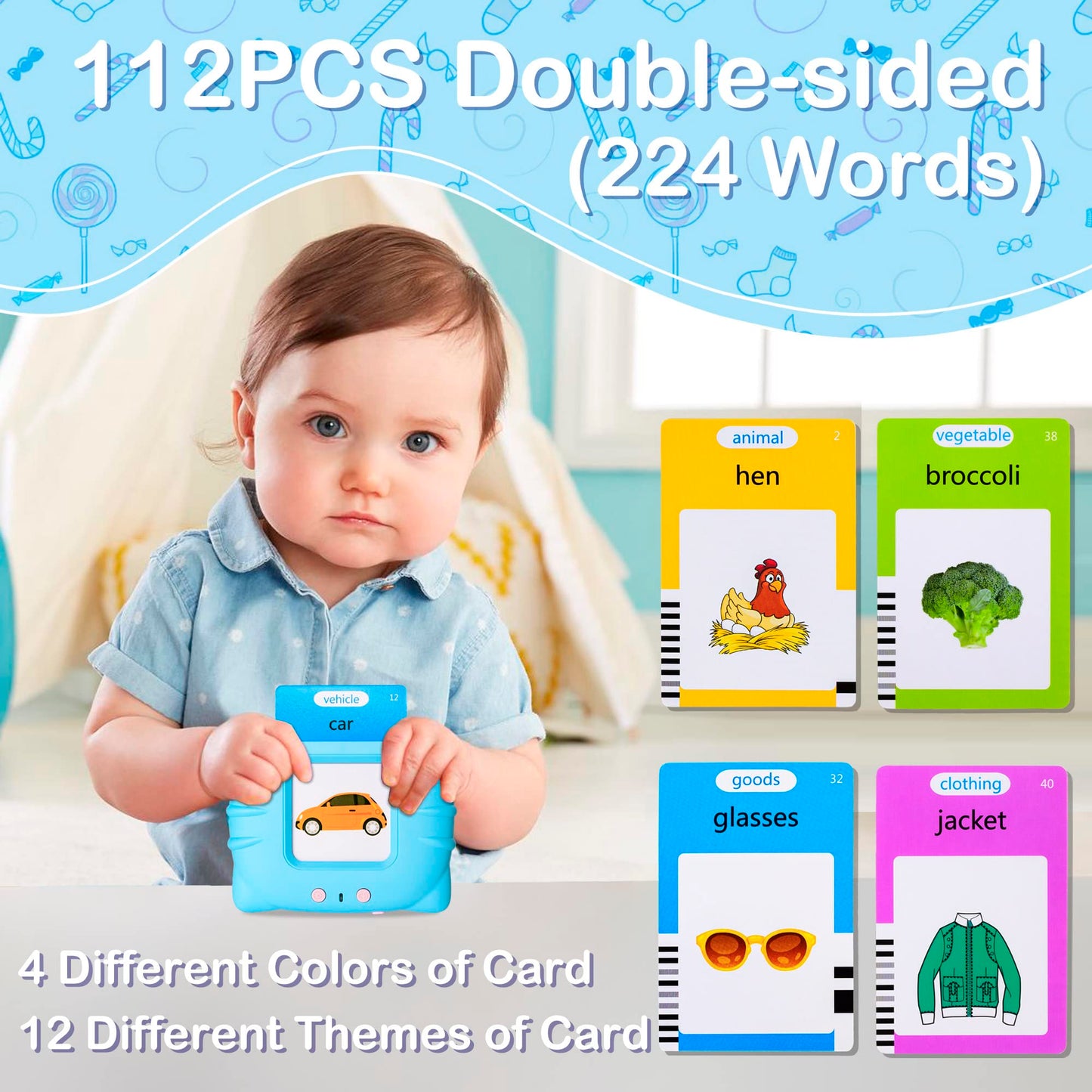 Talking Flash Cards Early Educational Toys for 3 4 5 6 Year Old Baby Boys Girls, Preschool