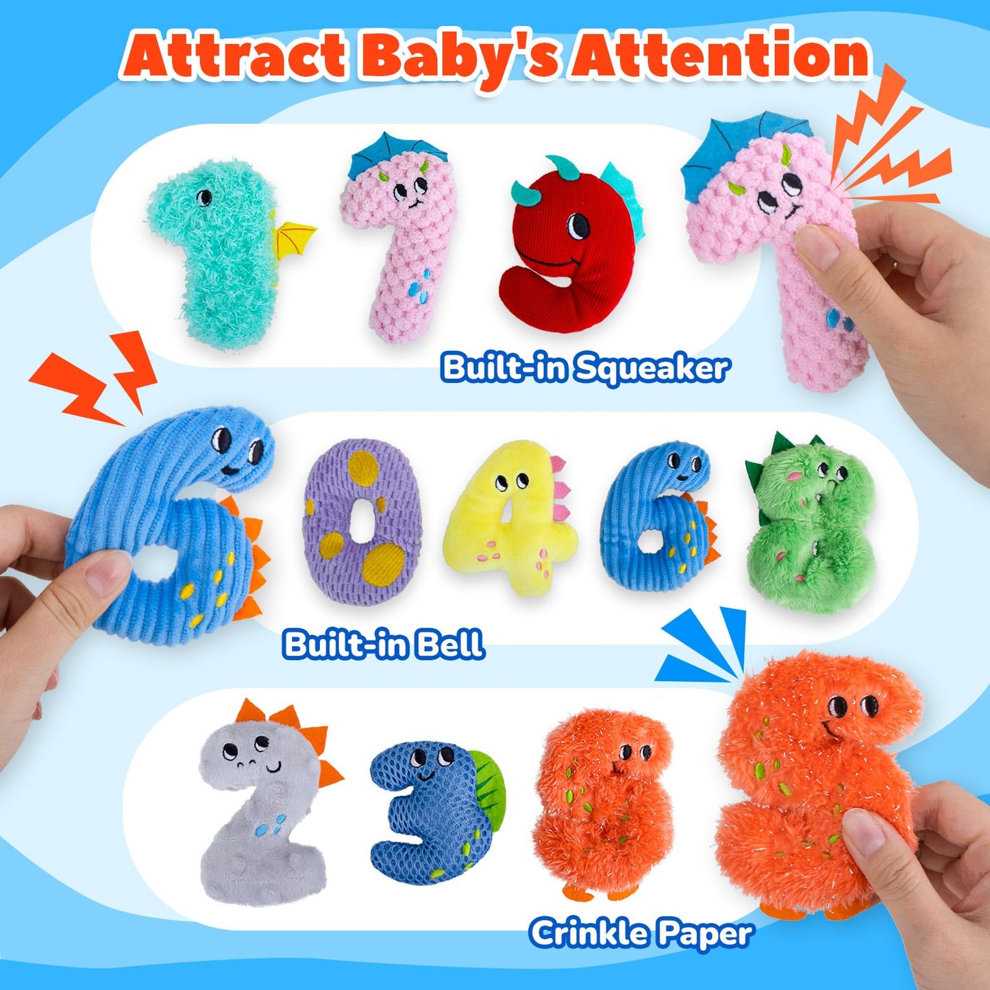 teytoy Texture Sensory Bean Bags Toys for Autism, 10 Fidget Sensory Number Toys