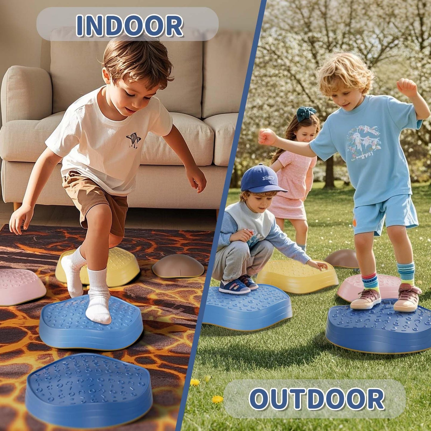 KidBloom Balance Stepping Stones Kids, Sensory Toys for Autism, Indoor & Outdoor Toys for Toddlers