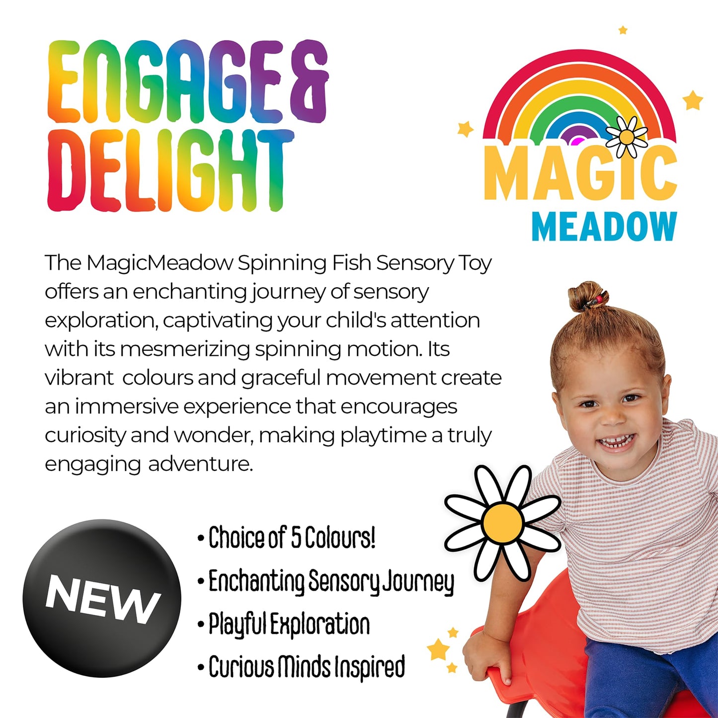 MagicMeadow Sensory Spinning Chair for Autism - Fish Therapeutic Swivel Seat for Autism & ADHD Chair - Calming Spinny for Children’s Support - Non-slip Sit and Spin Sensory Spinning Seat