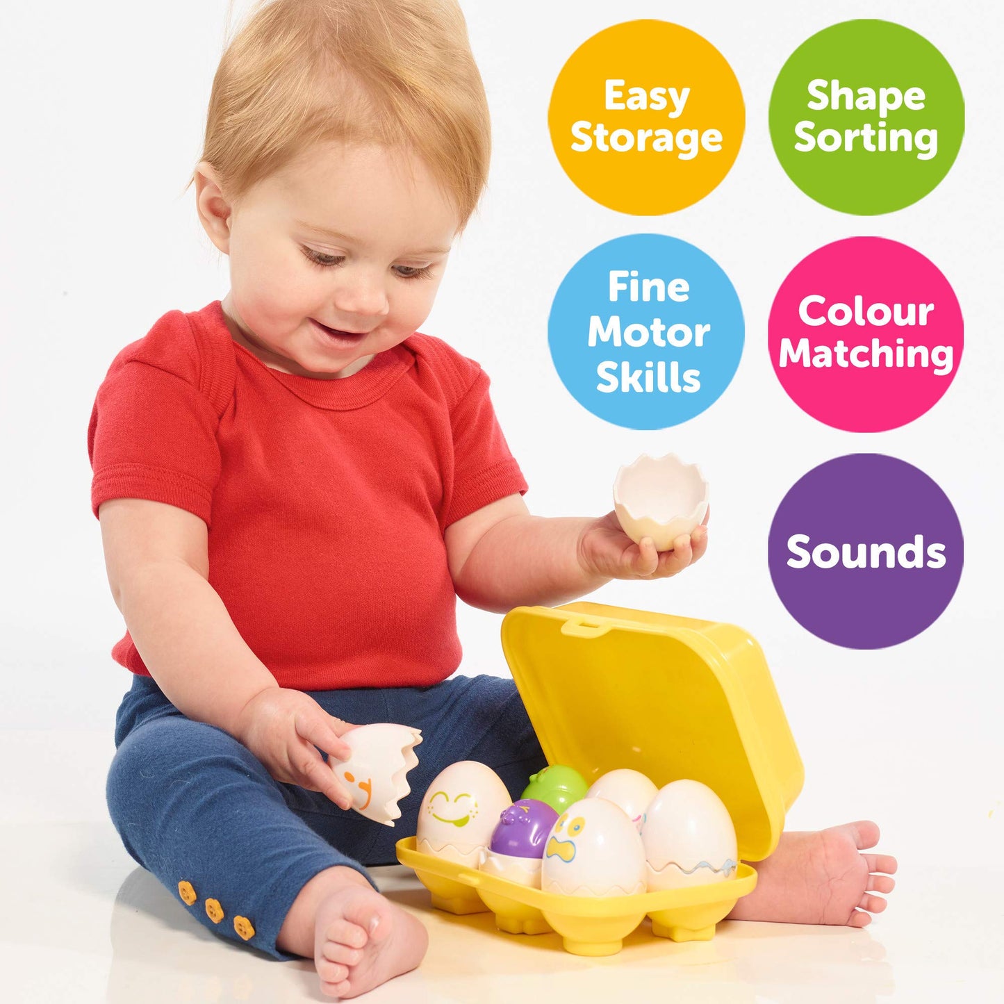 Toomies Hide and Squeak Eggs, Educational Shape Sorter Baby, Toddler and Kids Toy, Suitable for 6 Months and 1, 2, 3 Years Old Boys and Girls, Various, 8.25 x 3.25 x 5.75 inches