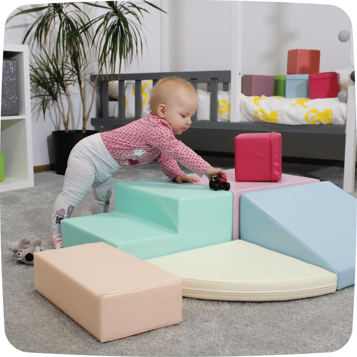 IGLU Soft Play Corner Climber Soft Play Shapes with Anti Slip Indoor Soft Play Equipment Blocks for Motor Skill Development (light pastel)