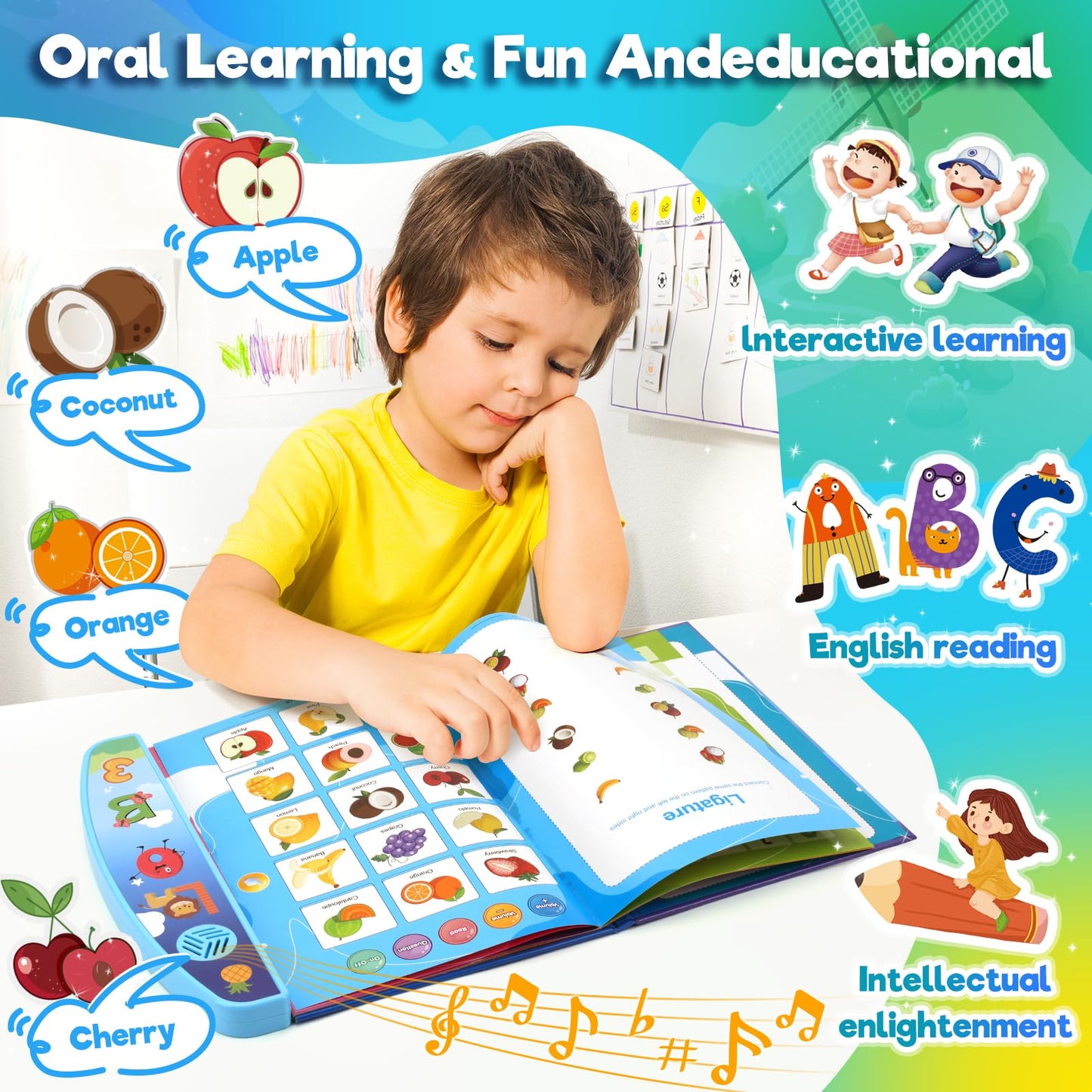 Toddler Toys for 2 3 4 5 Year Old Boys: Interactive Sensory Learning Busy Book with Sounds