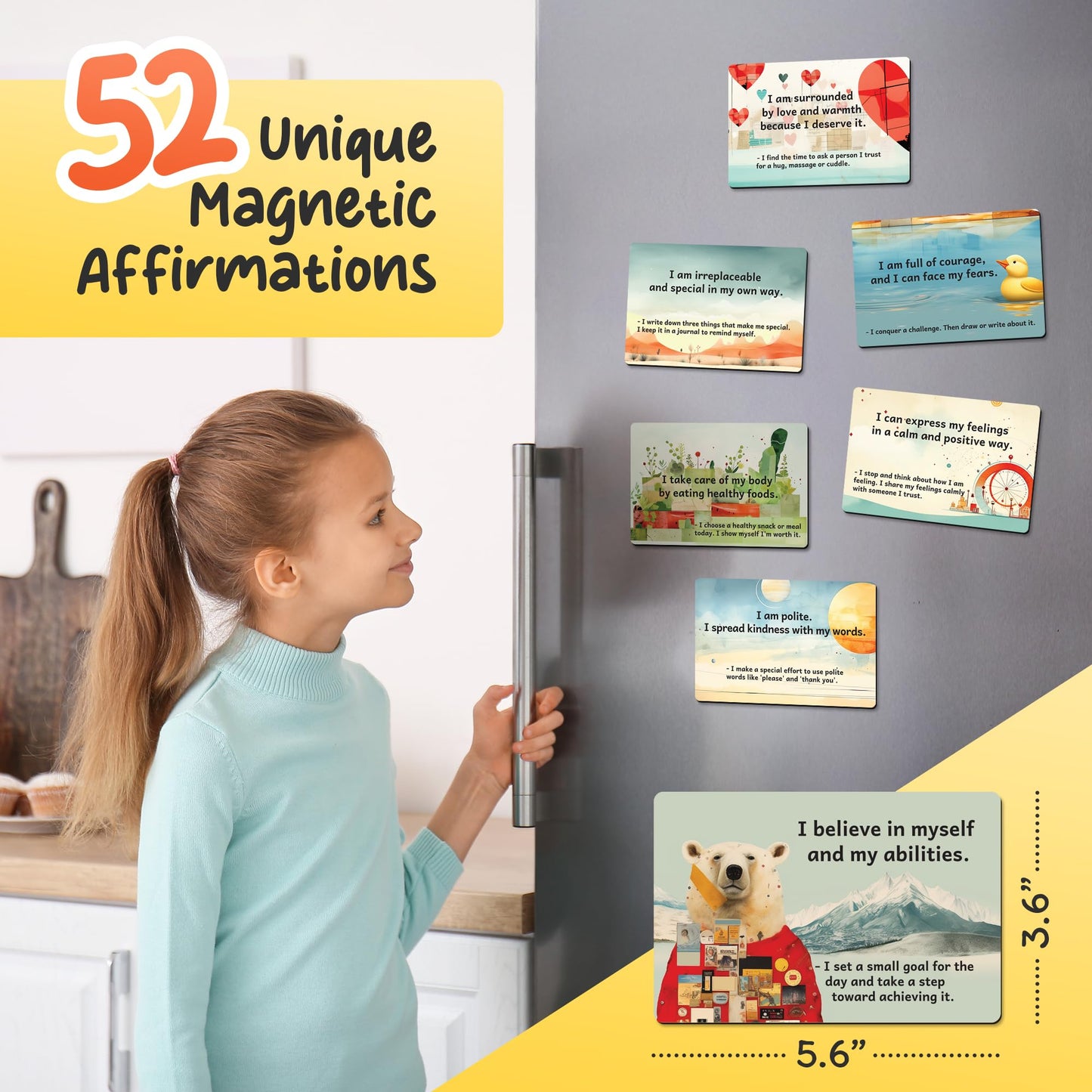 52 Magnetic Positive Affirmation Cards for Kids | Daily Motivation and Inspiration, Words of Empowerment
