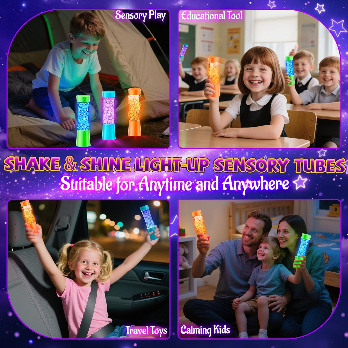 NYOBABE Sensory Toys for Autism & ADHD,3 Pack Sensory Lights for Stress & Anxiety Relief