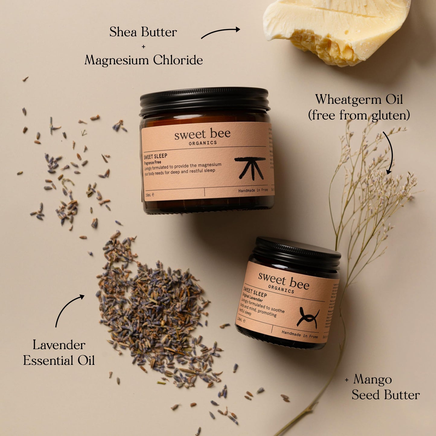 Sweet Bee Organics Magnesium Butter for Sleep - Relaxing Magnesium Cream for Restless Legs - Sweet Sleep Magnesium Butter to Soothe Body & Mind - Magnesium Body Butter for Better Sleep & Well Being