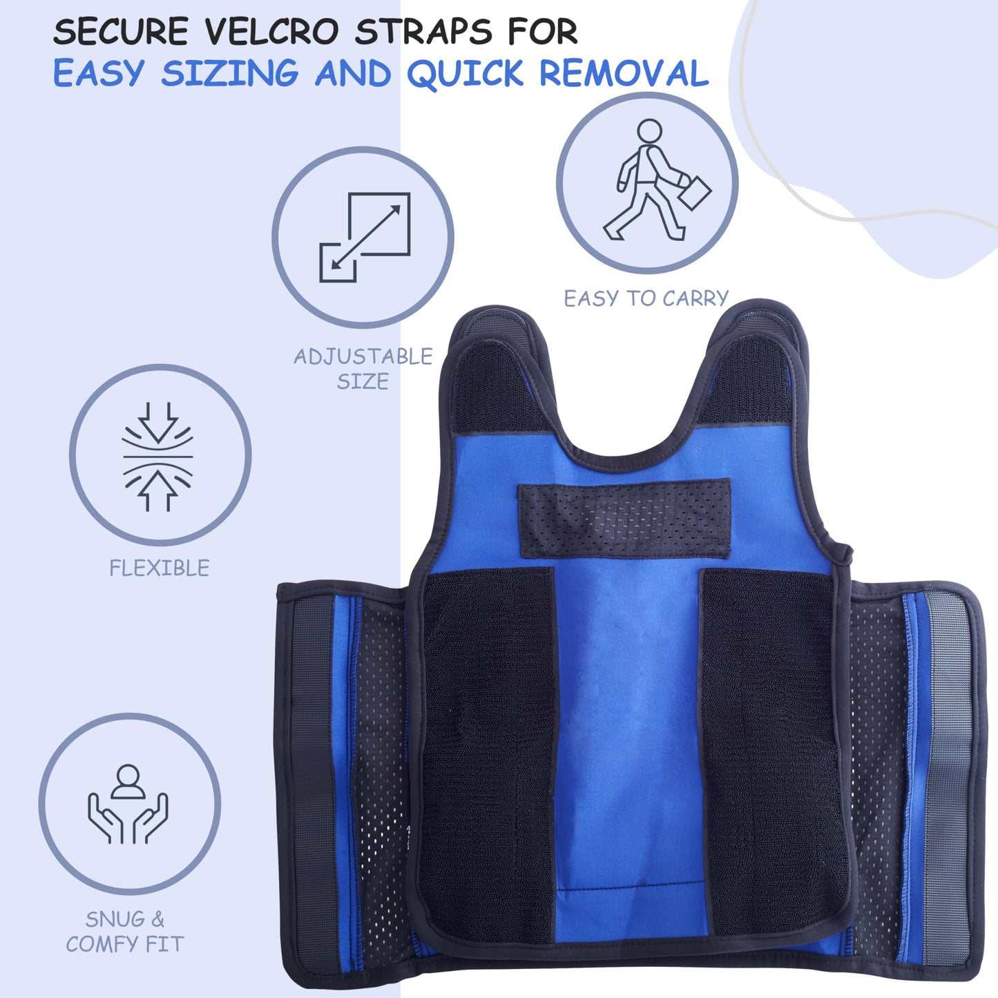 Sentire-Sensory UK – Blue Adjustable Weighted Vest – Compression Vest – For Kids Aged 5-9 (M)