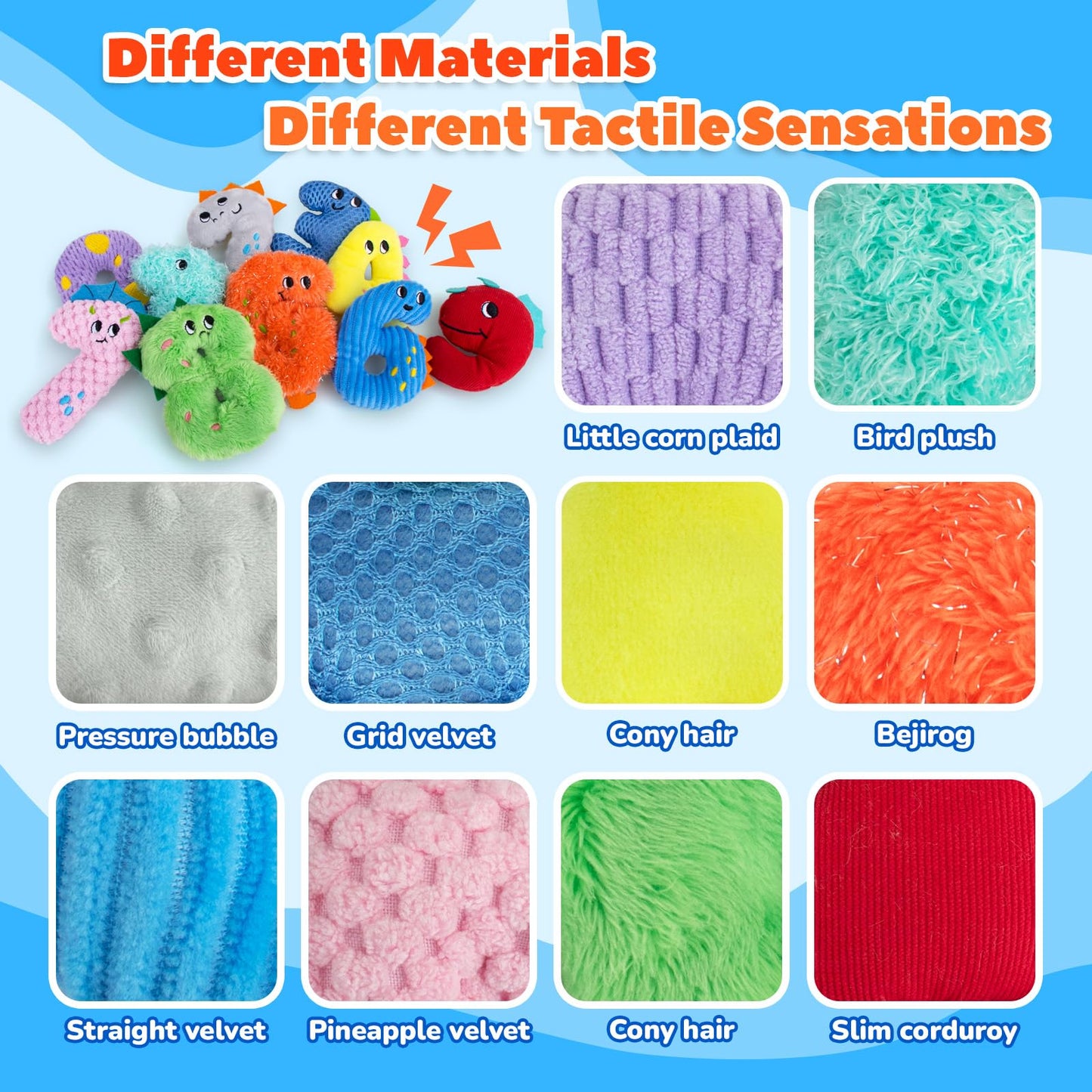 teytoy Texture Sensory Bean Bags Toys for Autism, 10 Fidget Sensory Number Toys