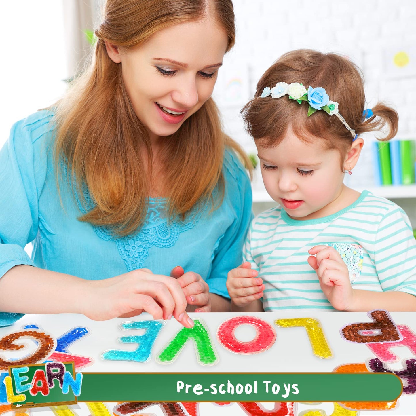 Richtim 26 Alphabet Sensory Water Beads for Kids, ABC Learning Sensory Toys