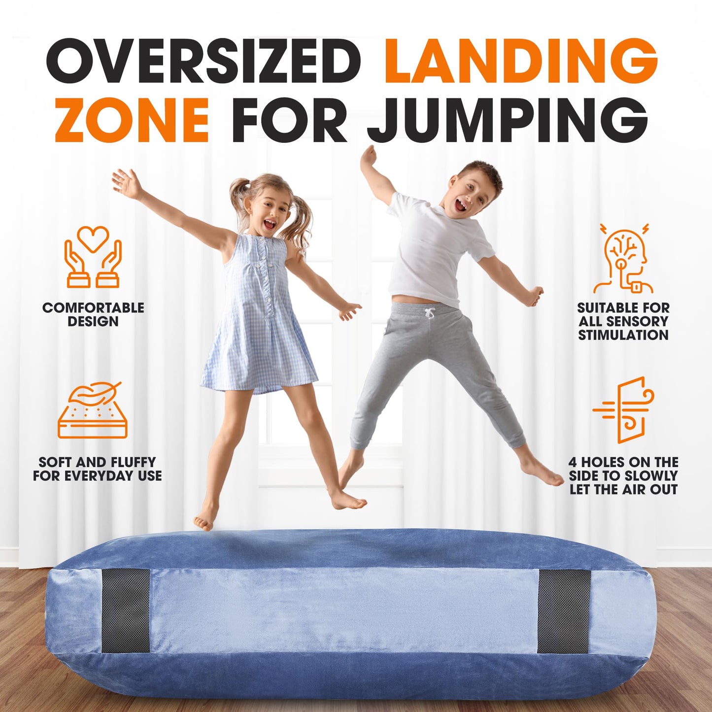 Cheer Collection Crash Pad 4'x4' ft - Crash Pads for Kids Sensory with Washable Cover - Sensory Room Must Haves - Crash Mat