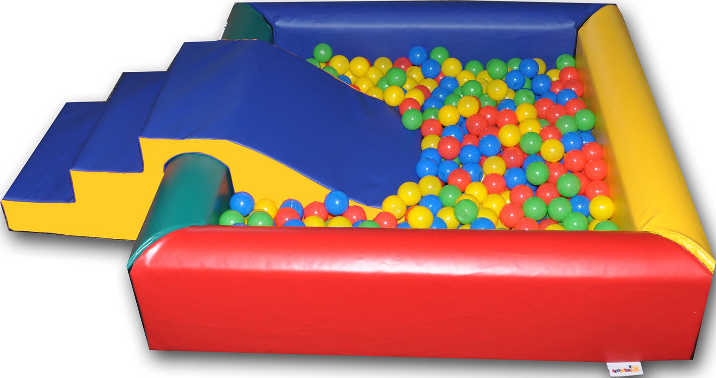 Implay® Soft Play Children's Multi-Coloured Square Ball Pool Activity Toy With Step & Slide
