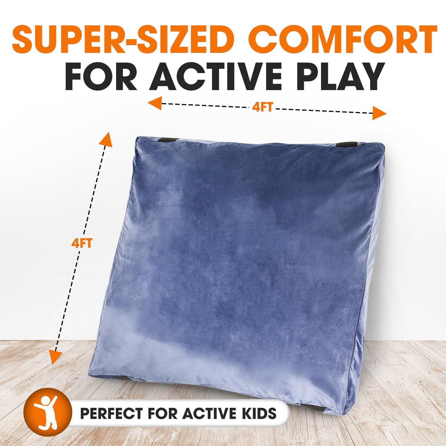 Cheer Collection Crash Pad 4'x4' ft - Crash Pads for Kids Sensory with Washable Cover - Sensory Room Must Haves - Crash Mat