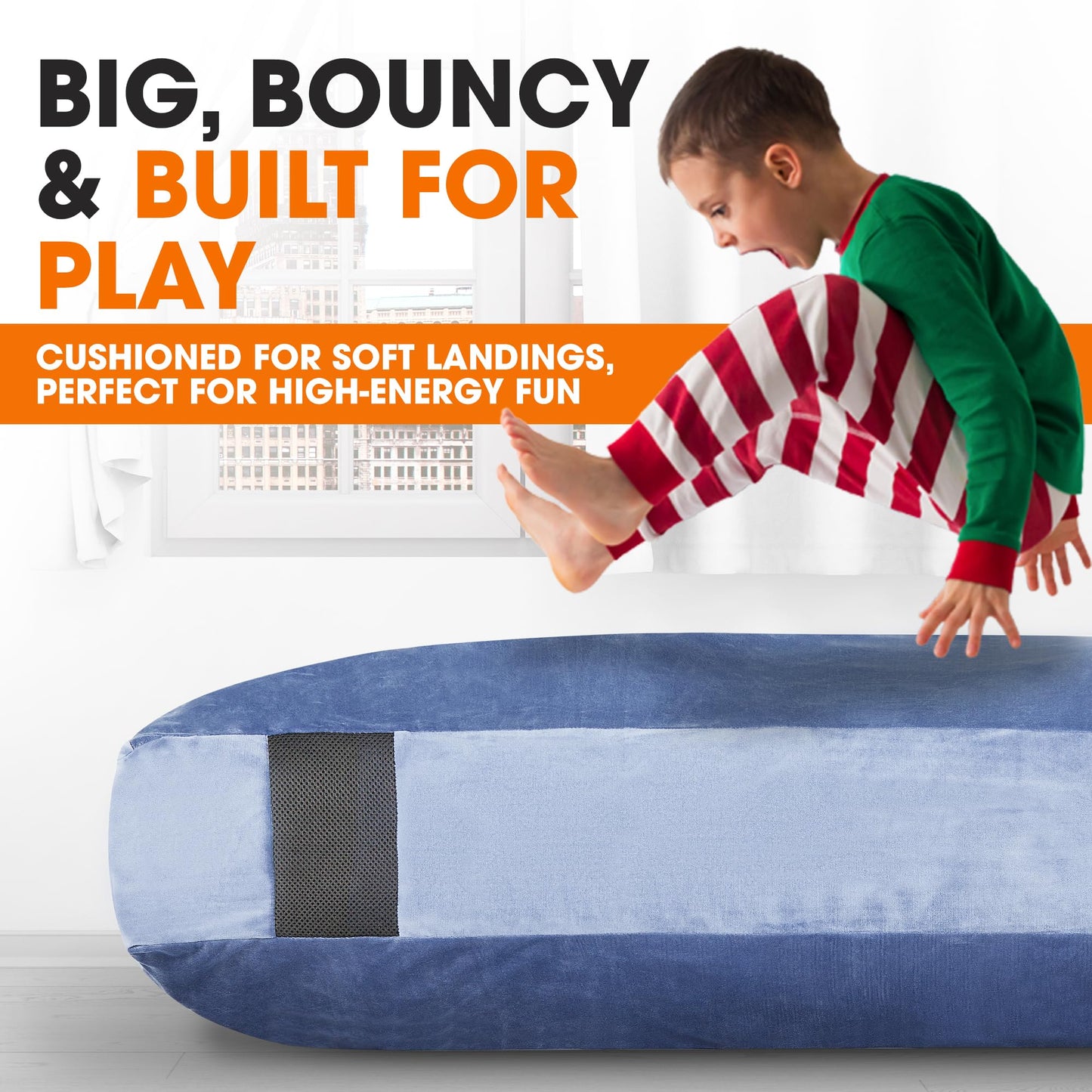 Cheer Collection Crash Pad 4'x4' ft - Crash Pads for Kids Sensory with Washable Cover - Sensory Room Must Haves - Crash Mat