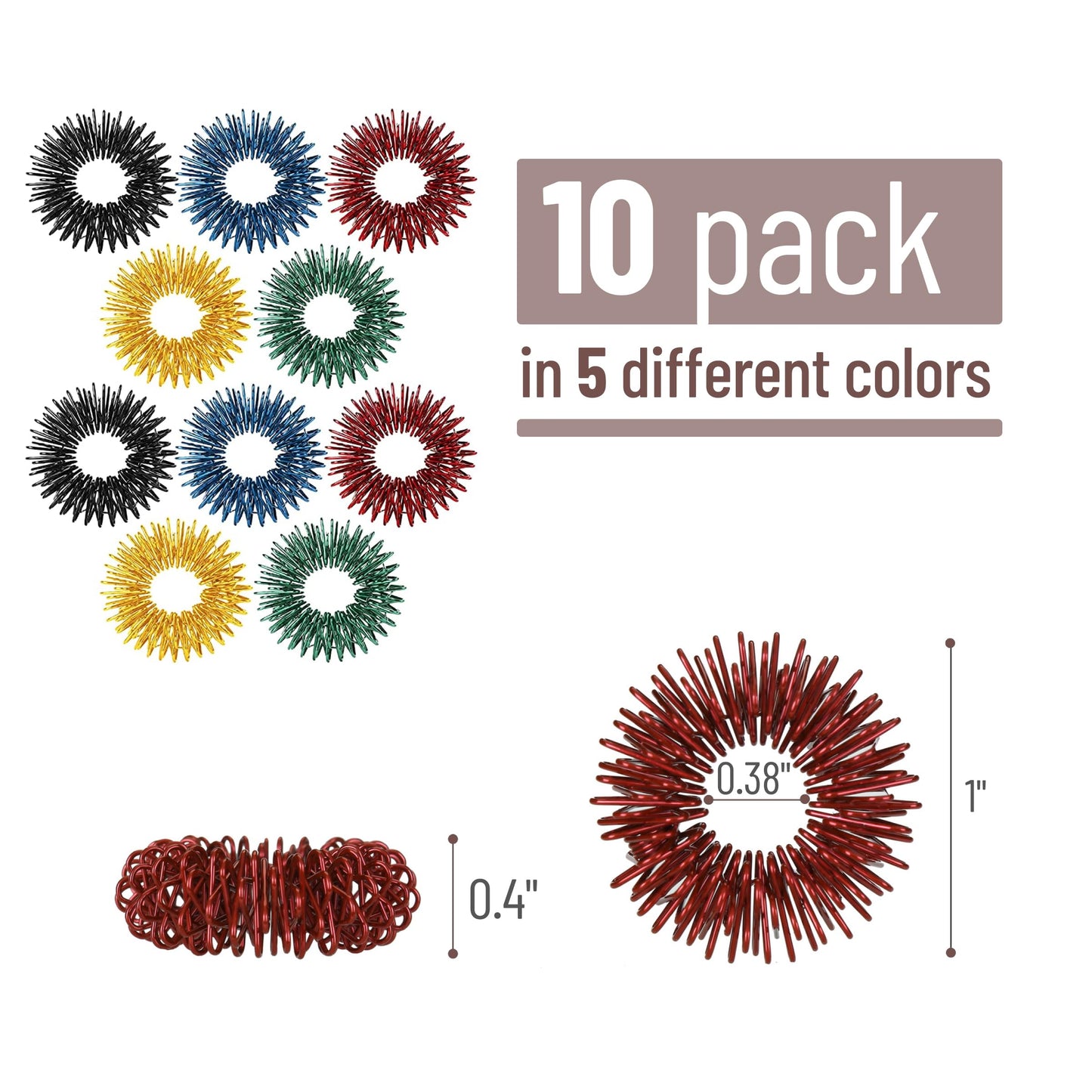 Mr. Pen- Spiky Sensory Rings, 10 Pack, Stress Relief Fidget Sensory Toys, Fidget Rings, Fidget Ring for Anxiety, Stress Relief Rings