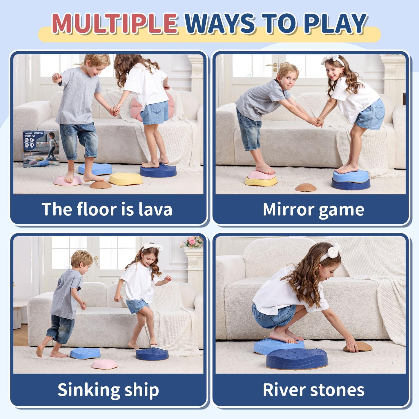KidBloom Balance Stepping Stones Kids, Sensory Toys for Autism, Indoor & Outdoor Toys for Toddlers