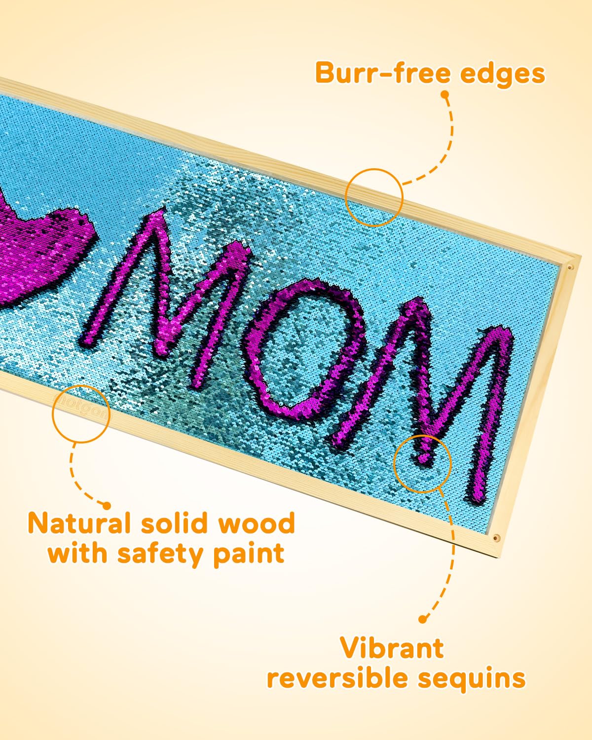 MOTGOM Sequin Sensory Wall Frame - Sensory Wall Panel for Kids, Reversible Sequin Fabric Sensory Toys