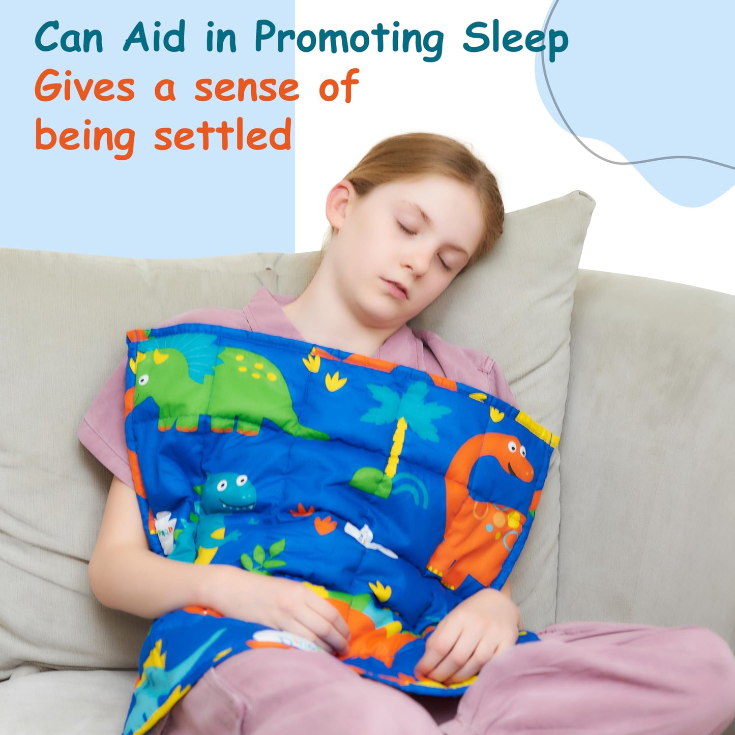 Sentire-Sensory UK - 2lb (1kg) 48 x 53cm Weighted Dinosaur Lap Pad - For children with Autism - ADHD & Anxiety (1kg)