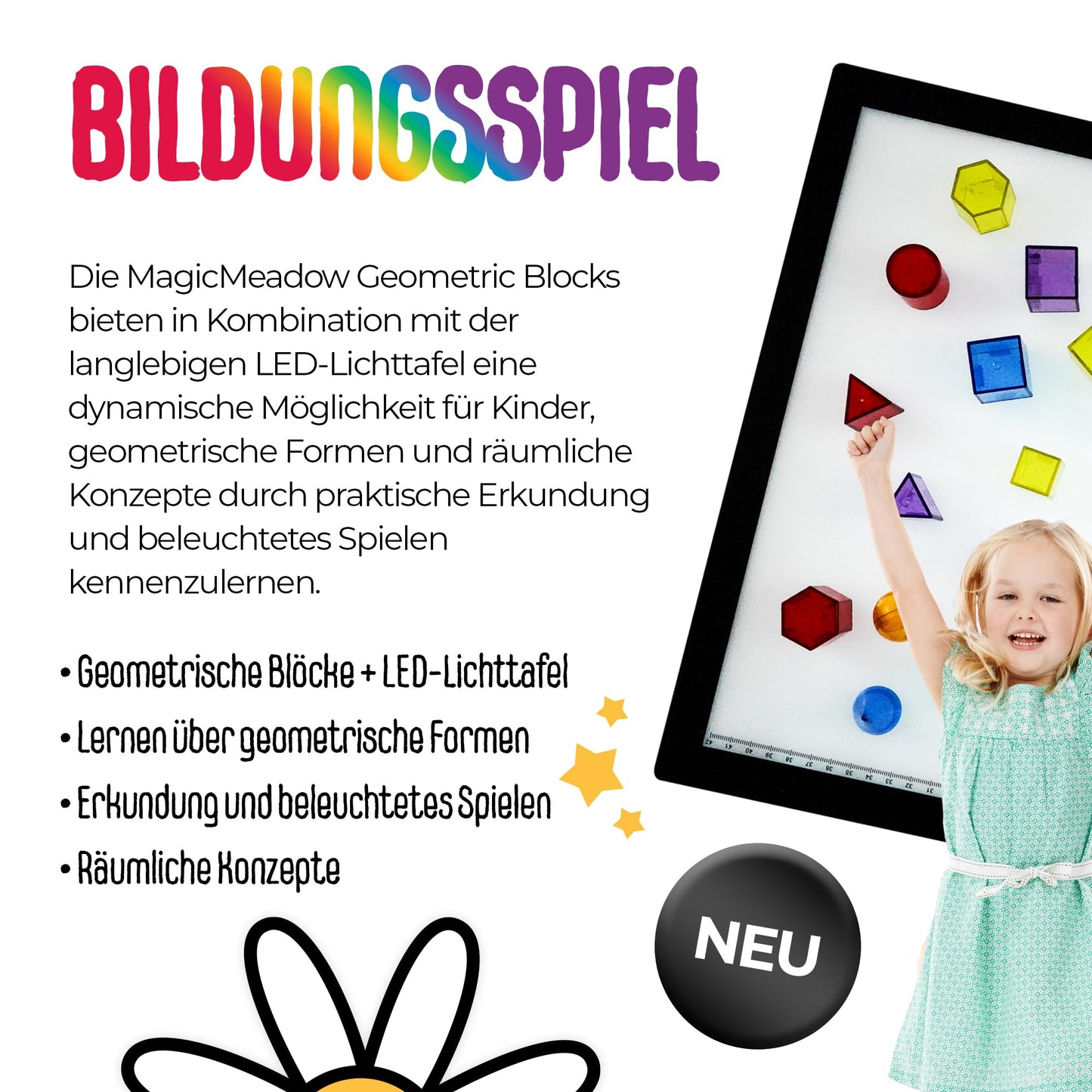 MagicMeadow LED Light Panel & Geometric Shape Bundle | Autism-Friendly Building Blocks