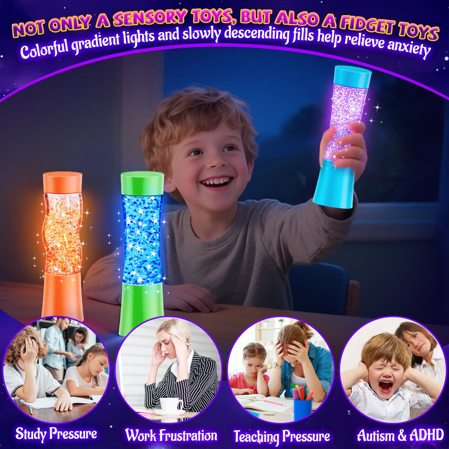NYOBABE Sensory Toys for Autism & ADHD,3 Pack Sensory Lights for Stress & Anxiety Relief