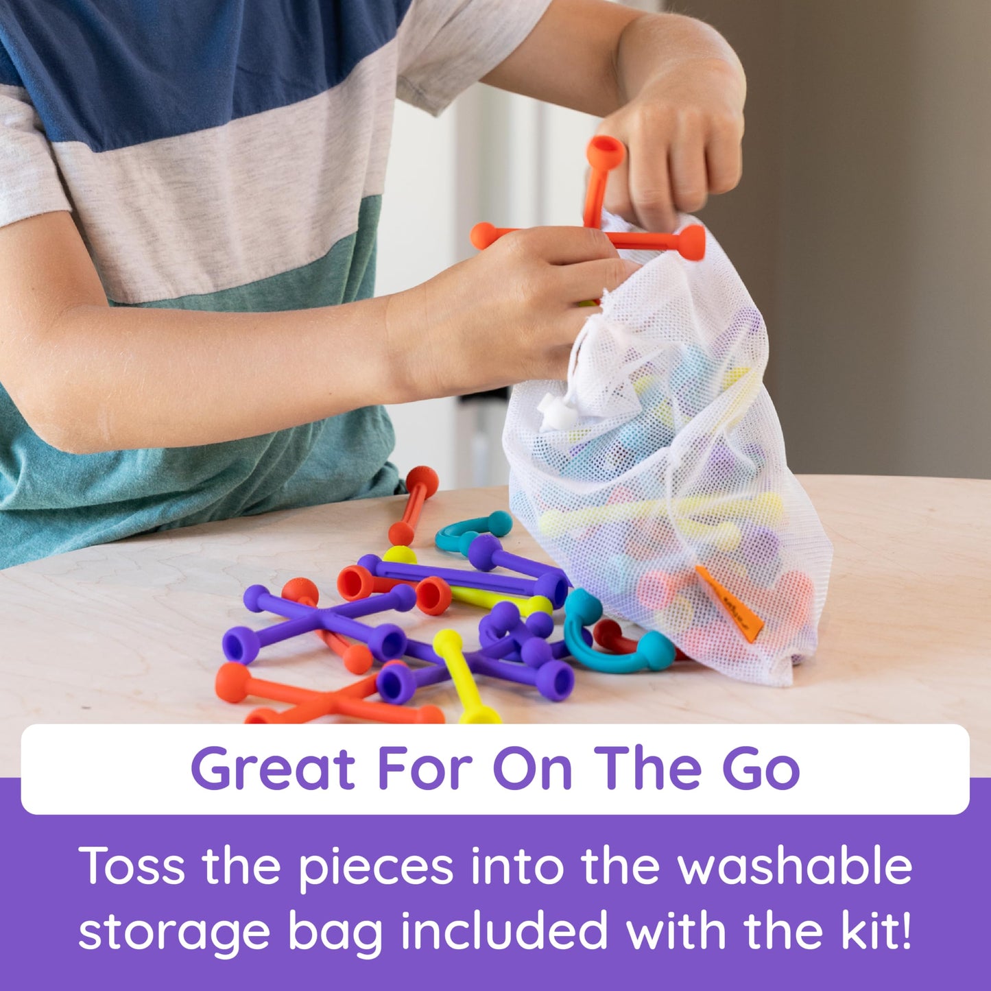 Fat Brain Toys Plip Kit | 52 Piece Bendy Silicone Link Toy Building Set in a Variety of Shapes