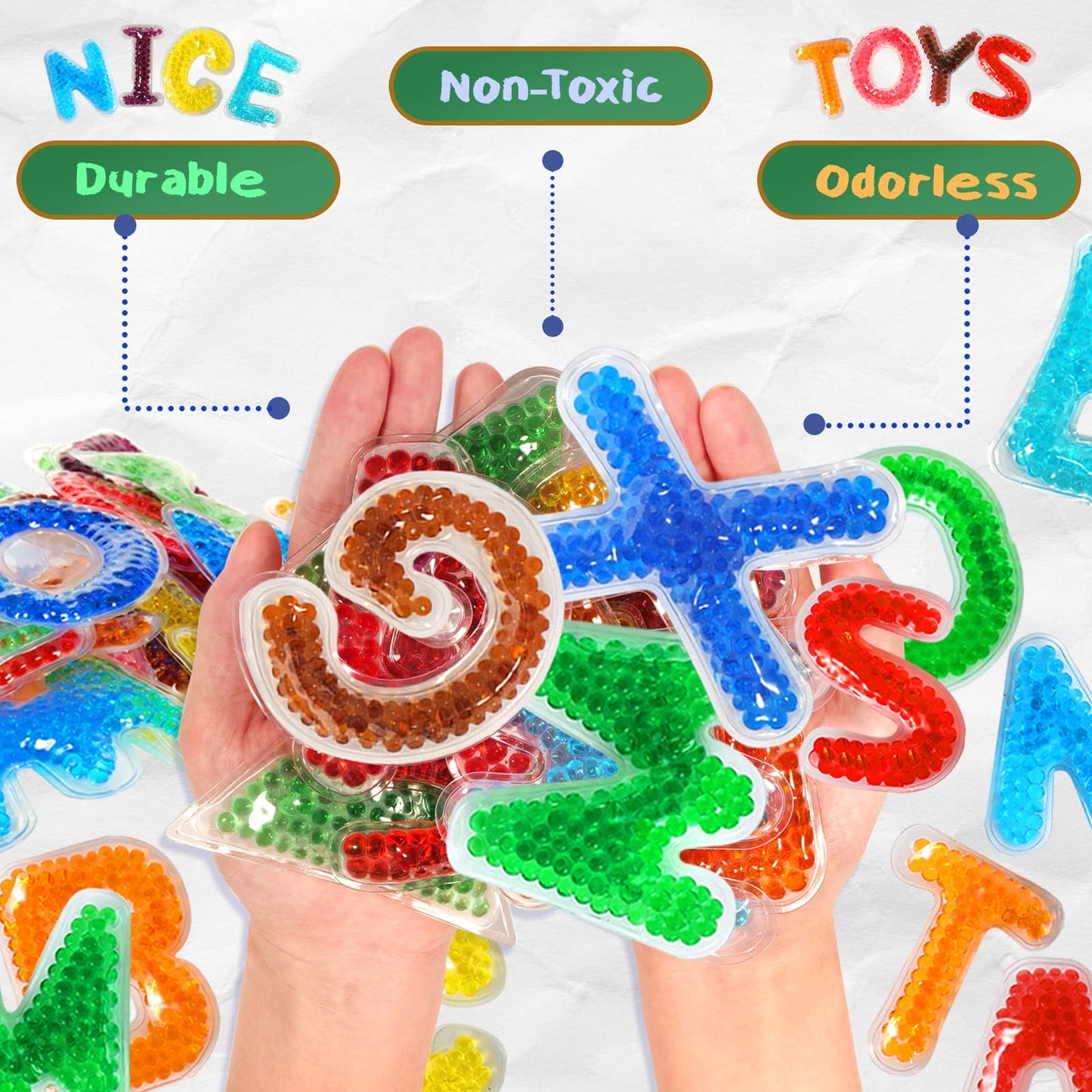 Richtim 26 Alphabet Sensory Water Beads for Kids, ABC Learning Sensory Toys