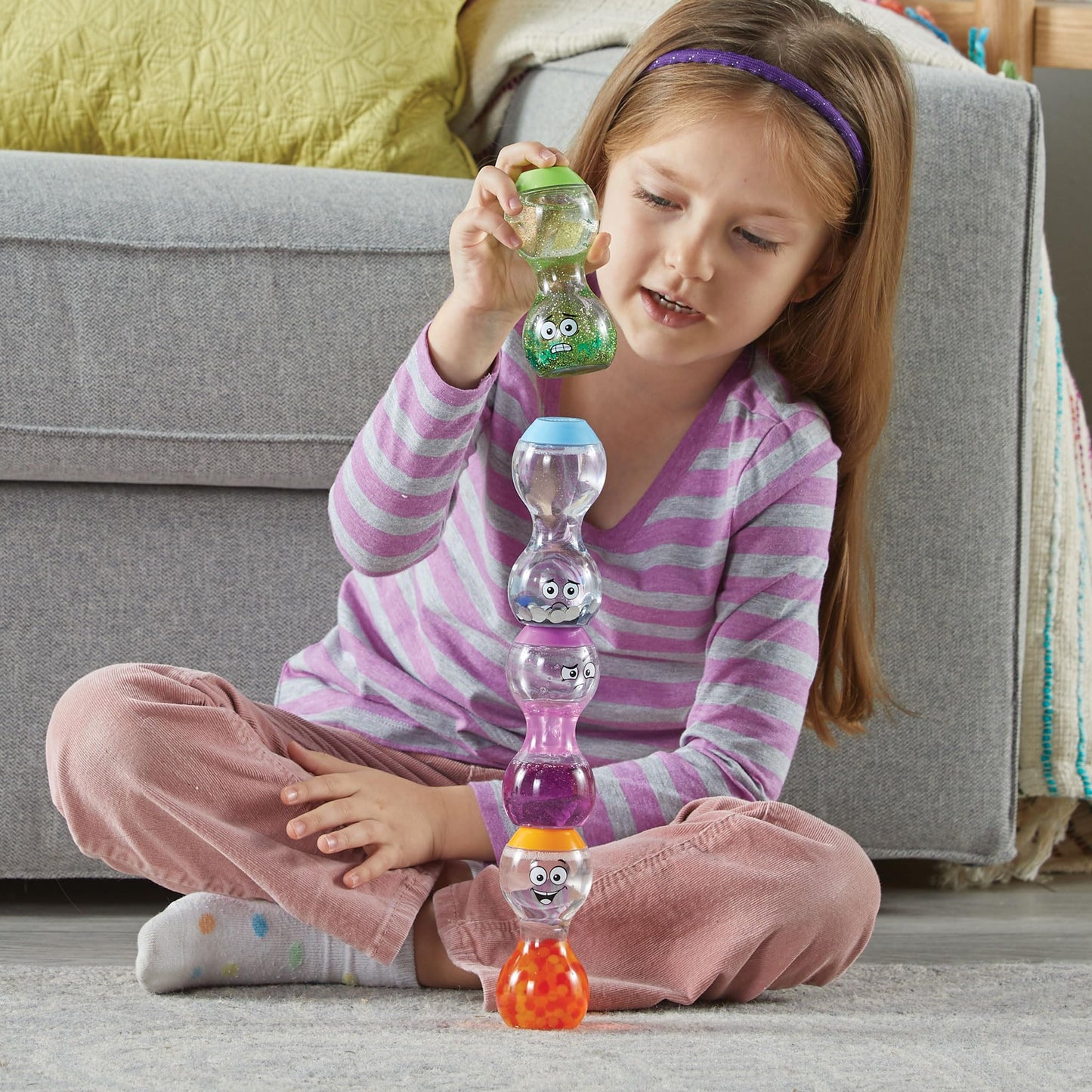 Learning Resources Express Your Feelings Sensory Bottles, Excited Impatient Lonely Nervous, Ages 3+, Emotions Toys for Children, Sensory Play