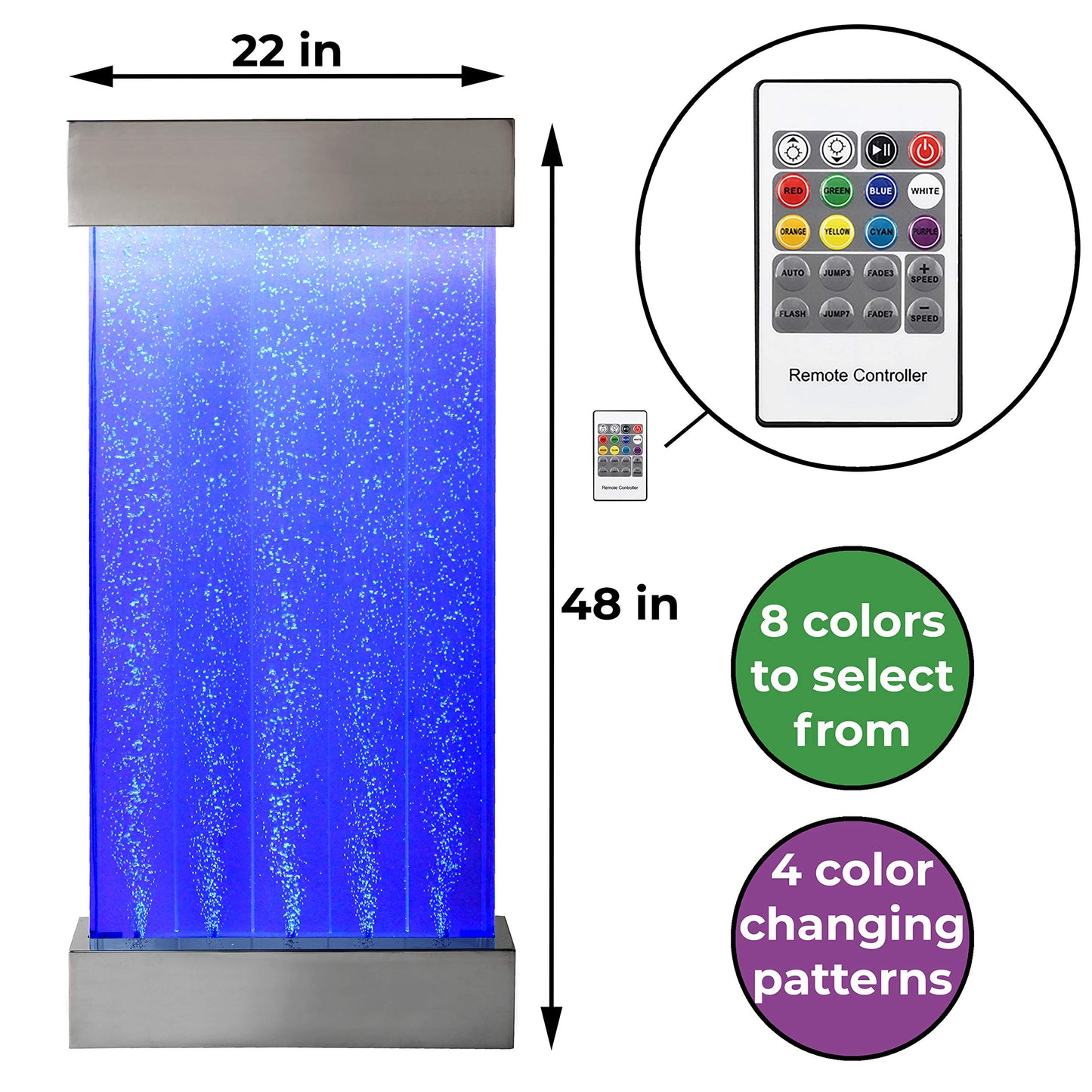 Wall Hanging Colour Changing Bubble Wall 1.25 meters LED Sensory with Remote Control by Playlearn …