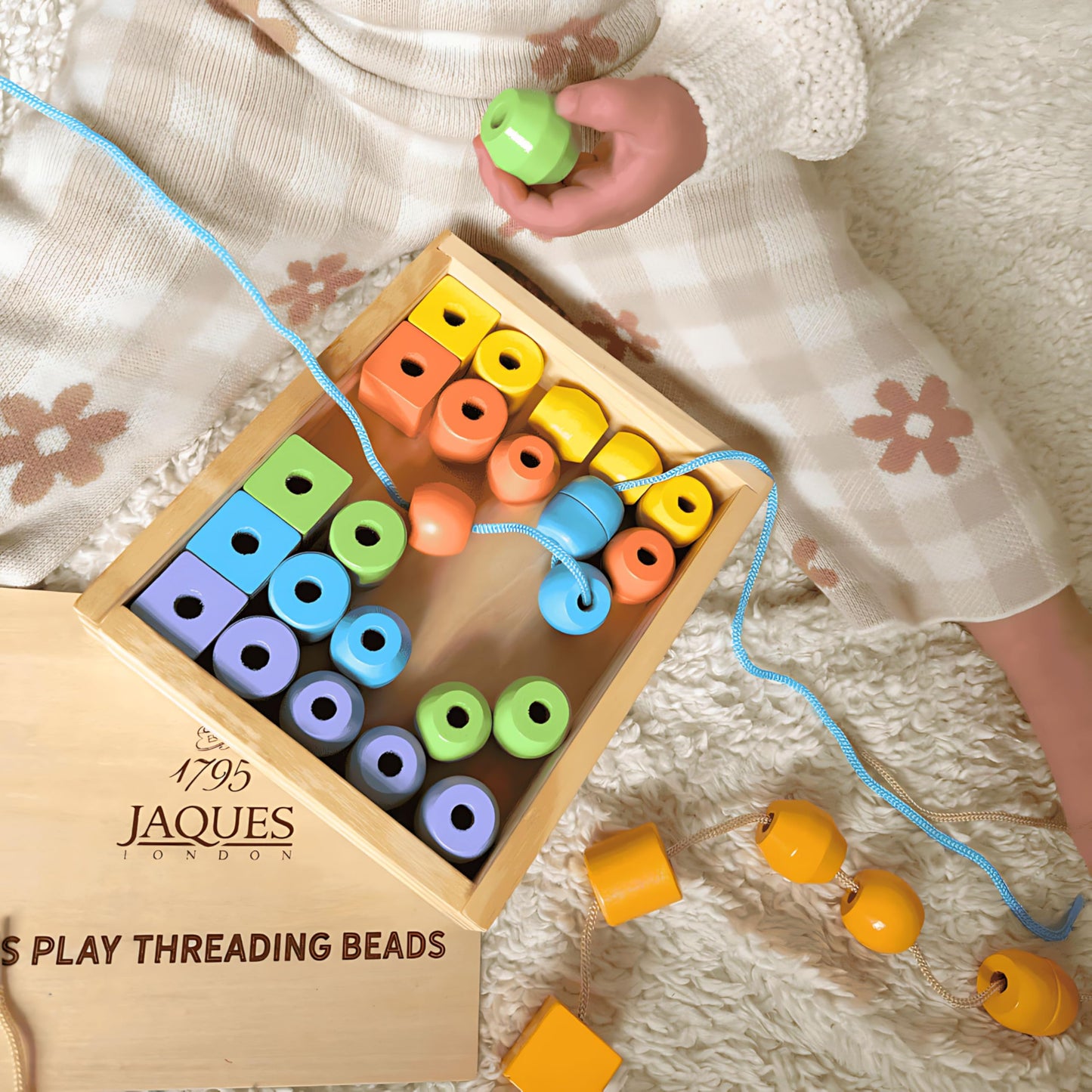 Jaques of London Toddler Threading Beads | Quality Wooden Toys for 3 4 5 Year Olds | Montessori Toys for Kids | Quality Since 1795